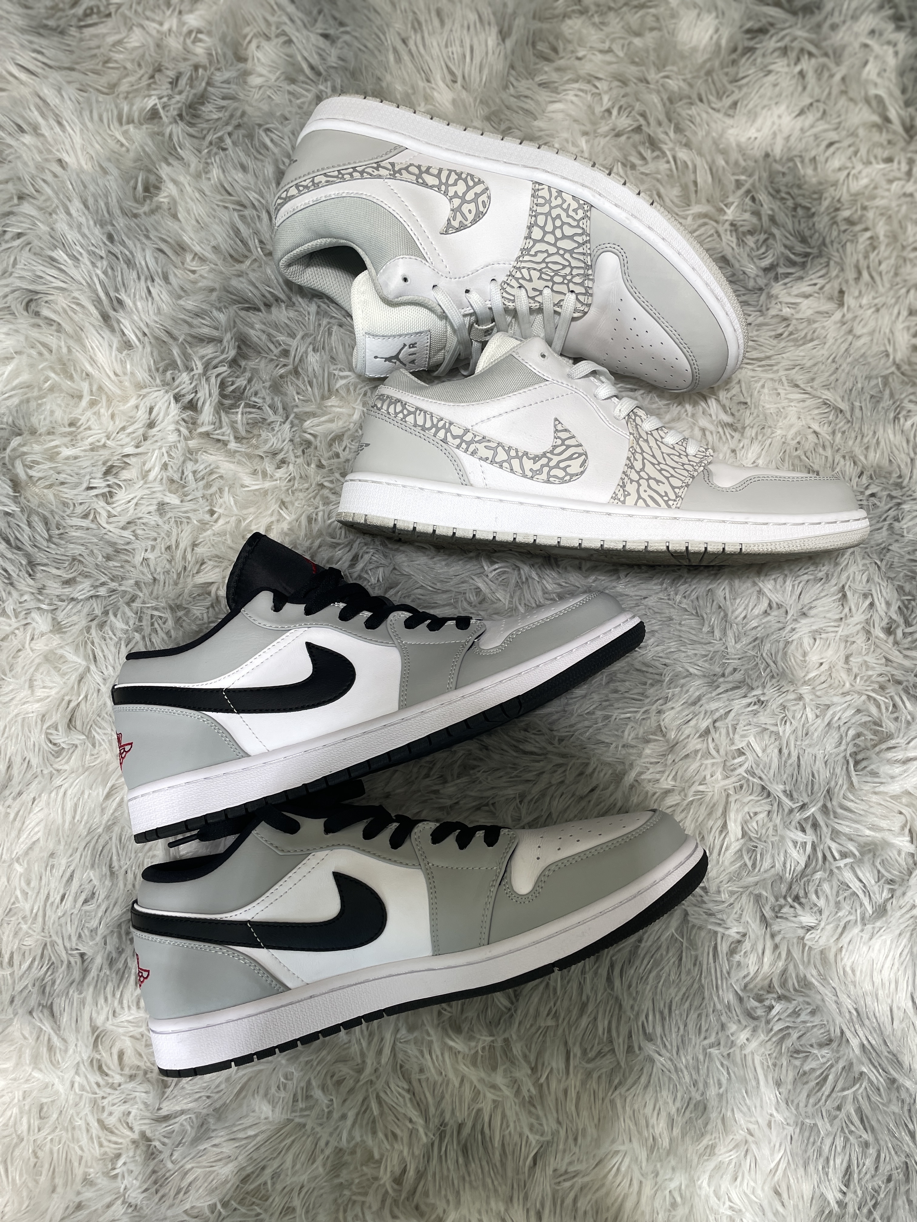 Jordan 1 Low PRM Elephant Print, Jordan 1 Low Light Smoke Grey 착용 스타일