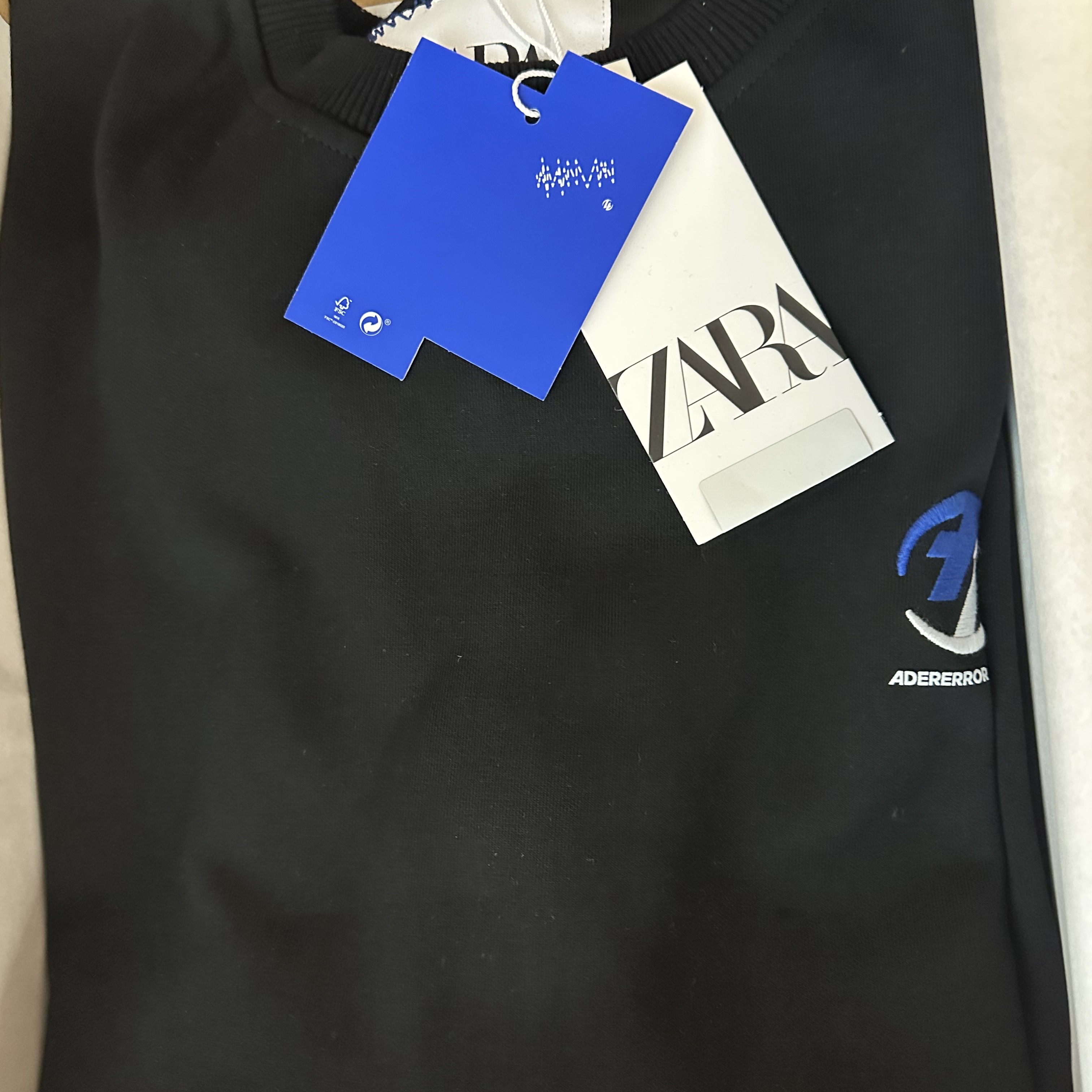 Zara x Ader Error Oversize Sweatshirt Black 착용 스타일 - 2