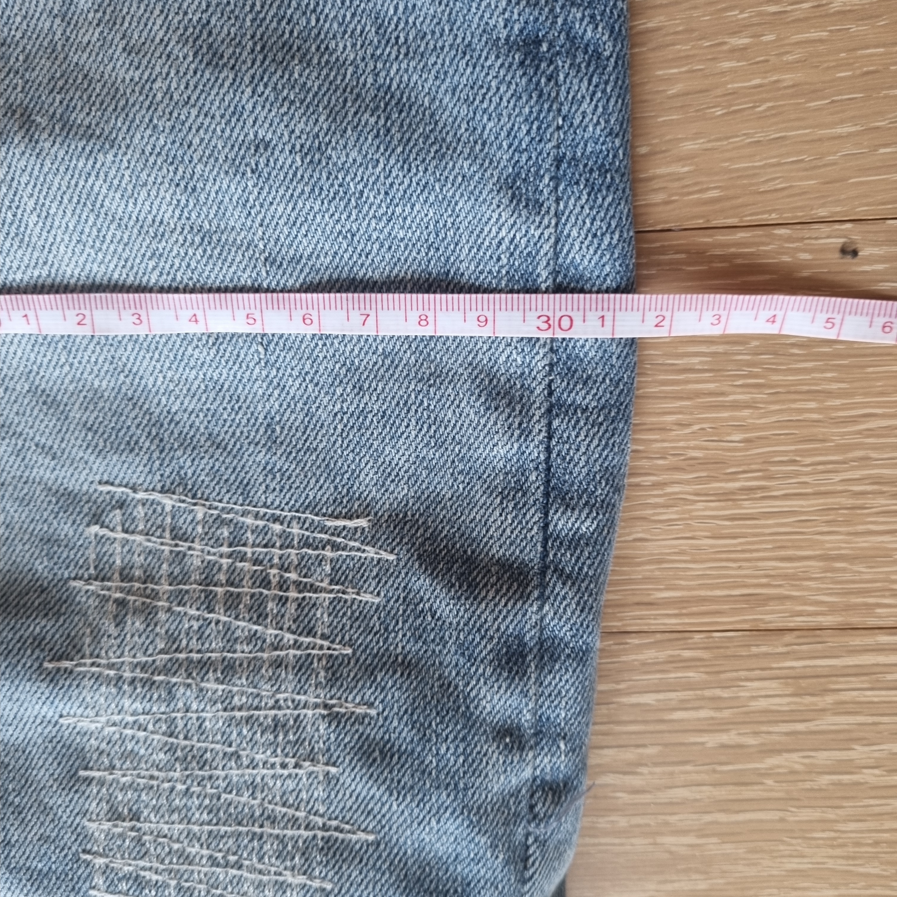 Zara x Ader Error Patchwork Jeans Blue 착용 스타일 - 5