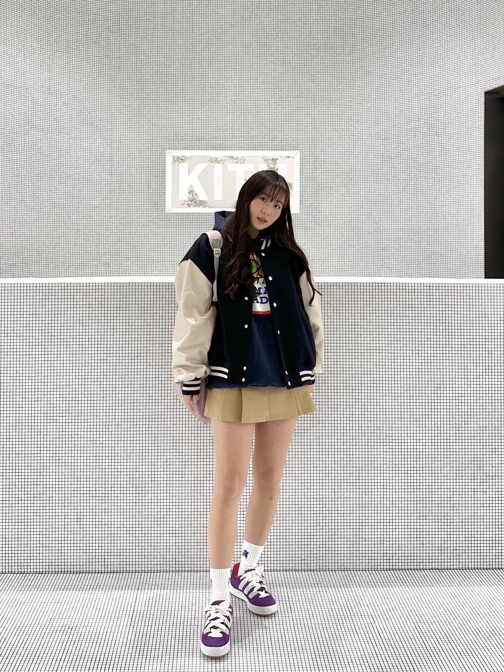 Adidas x Atmos Adimatic Glory Purple, Human Made Heavyweight Hoodie #1 Navy 착용 스타일
