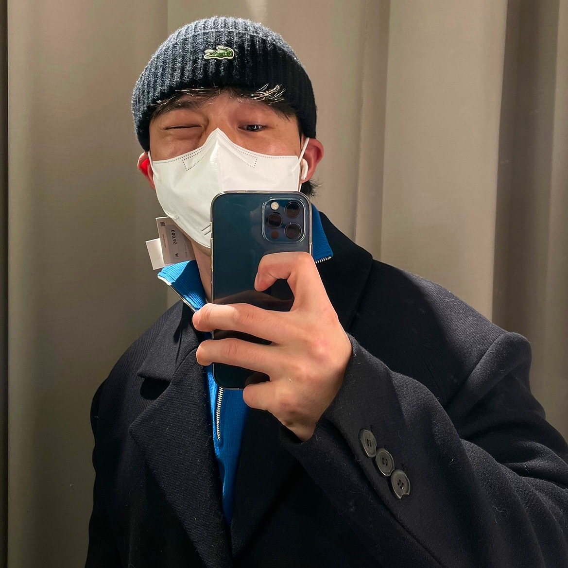 Zara x Ader Error Wool Blend Oversize Coat Black 착용 스타일 - 1