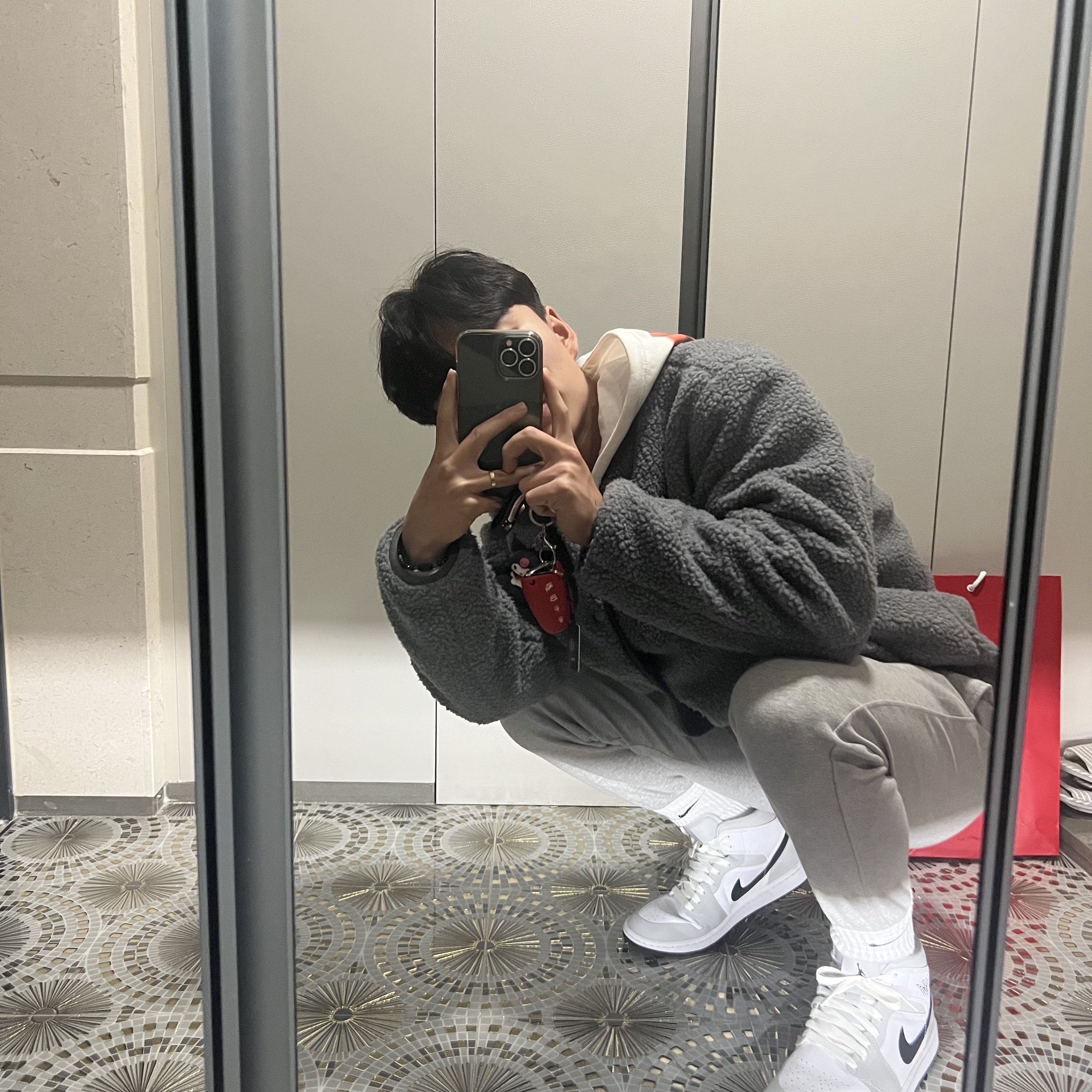 (W) Jordan 1 Mid Grey Fog 착용 스타일