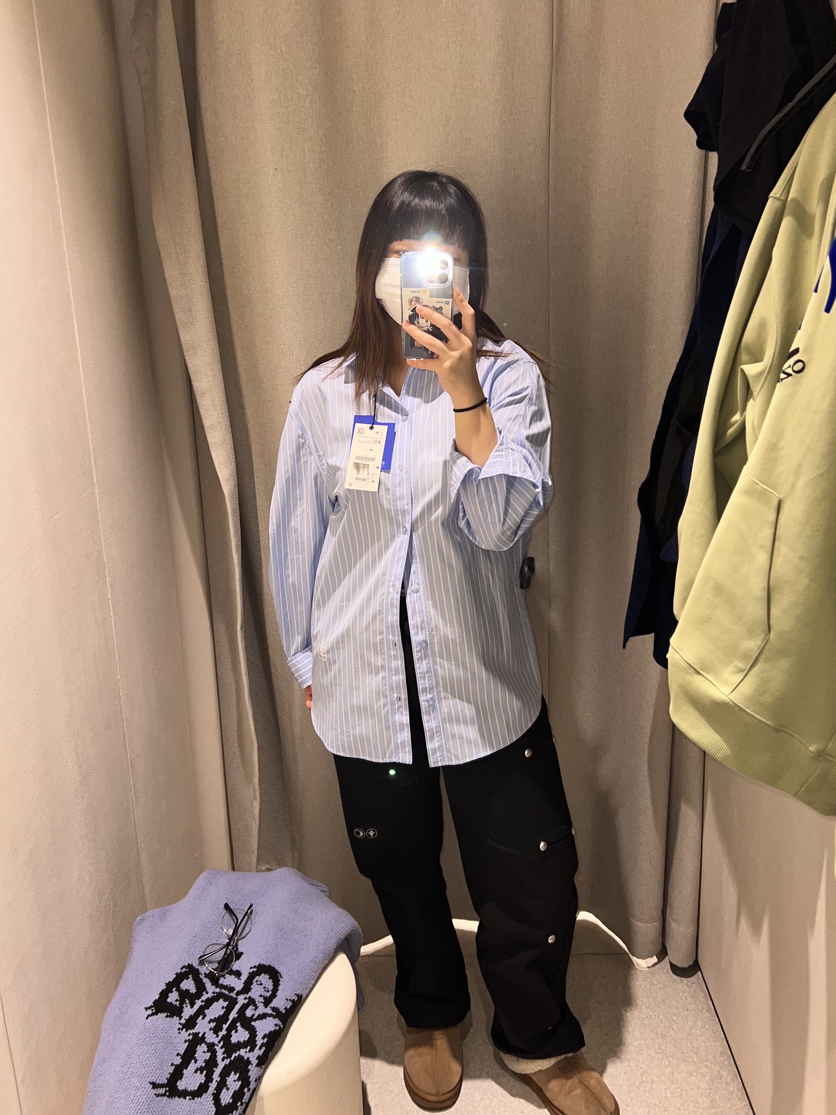 Zara x Ader Error Striped Poplin Shirt Stripe 착용 스타일 - 3