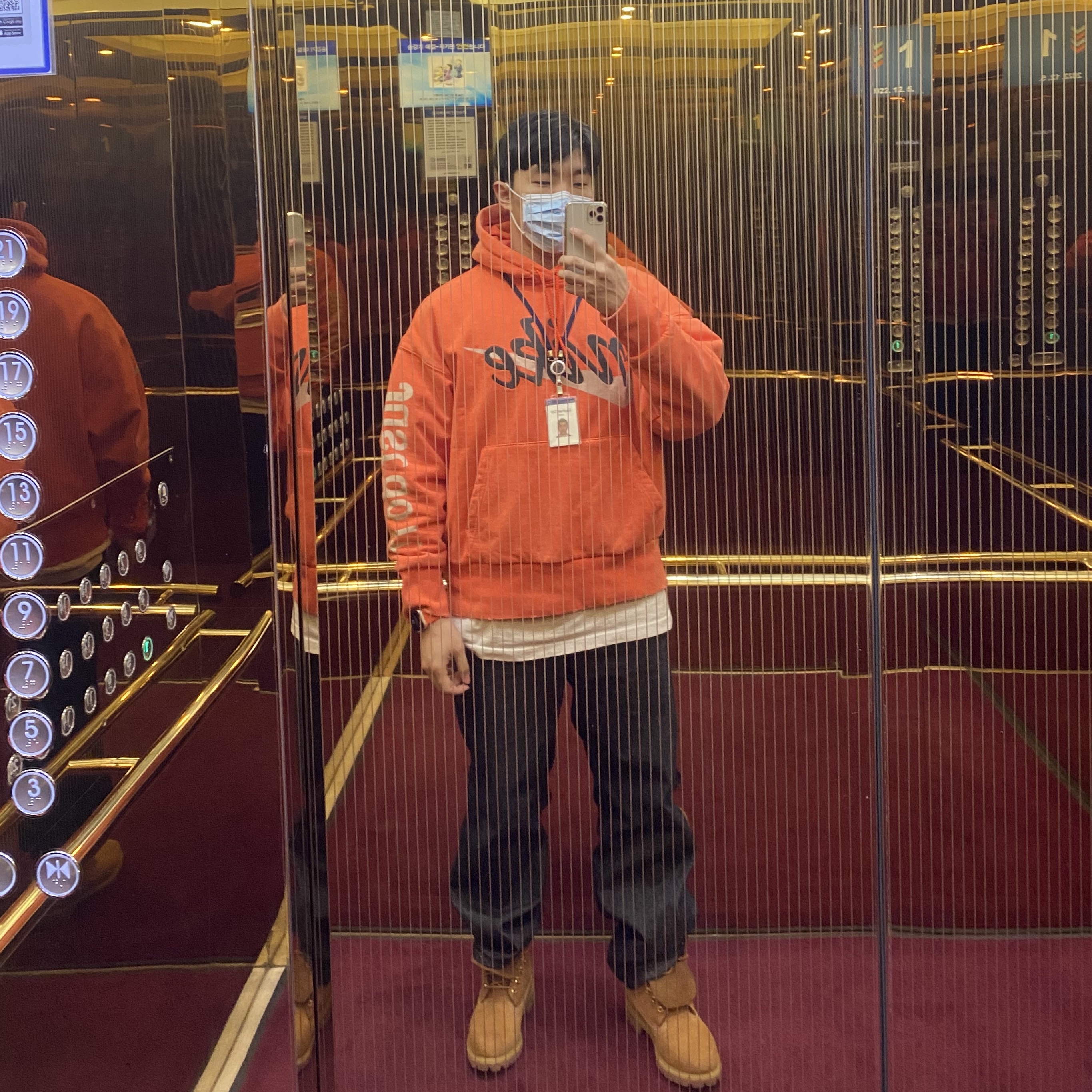 Nike x Cactus Plant Flea Market Shoebox Heavyweight Hooded Pullover Orange - US/EU 착용 스타일