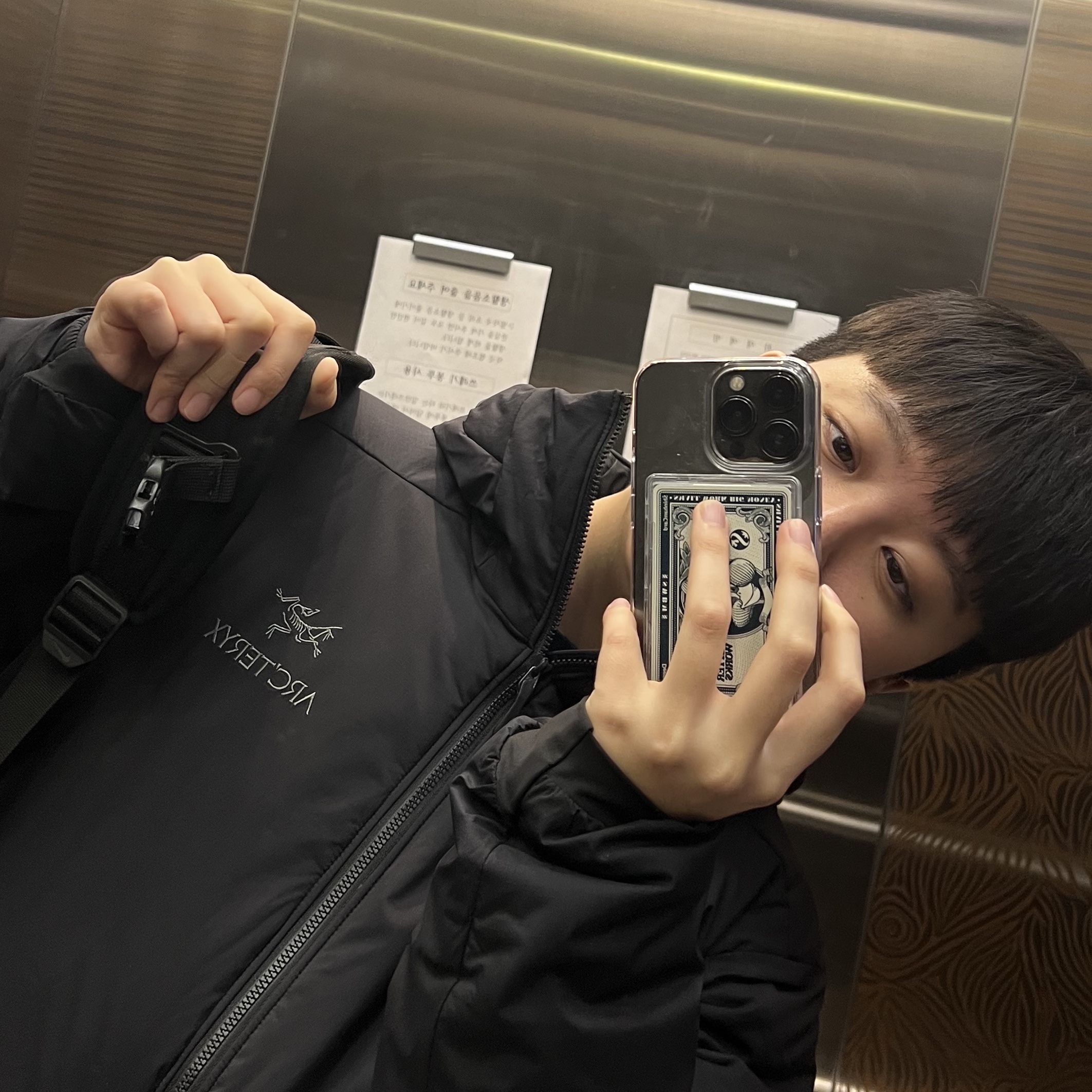 Arc'teryx Atom AR Hoody Black 착용 스타일
