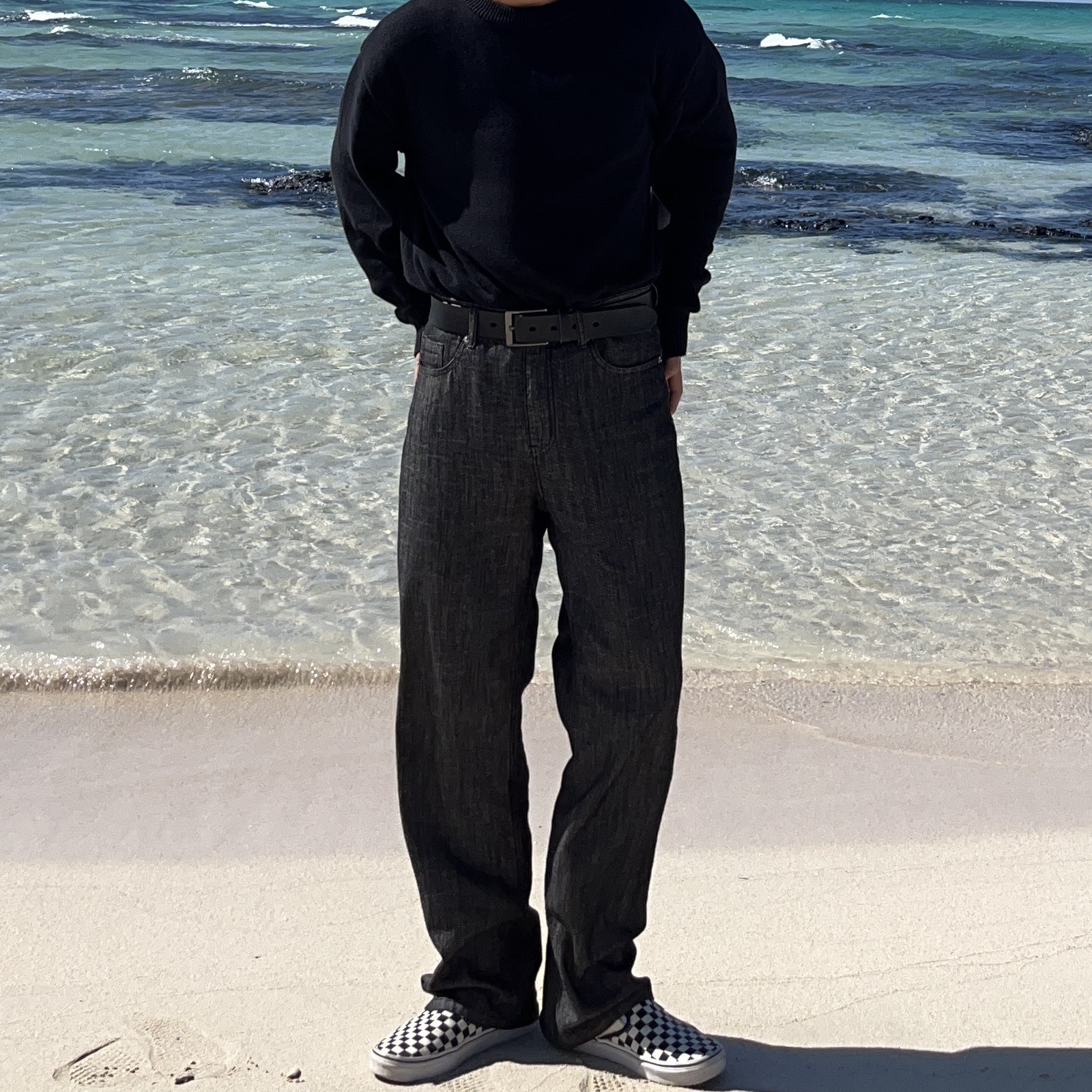 Vans Slip-On Checkerboard 착용 스타일