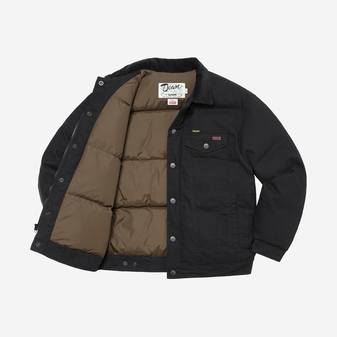 Supreme x Schott Canvas Down Trucker Jacket Black - 22FW 상세 이미지 2