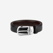 Montblanc Horseshoe Buckle 30mm Reversible Leather Belt Black Brown