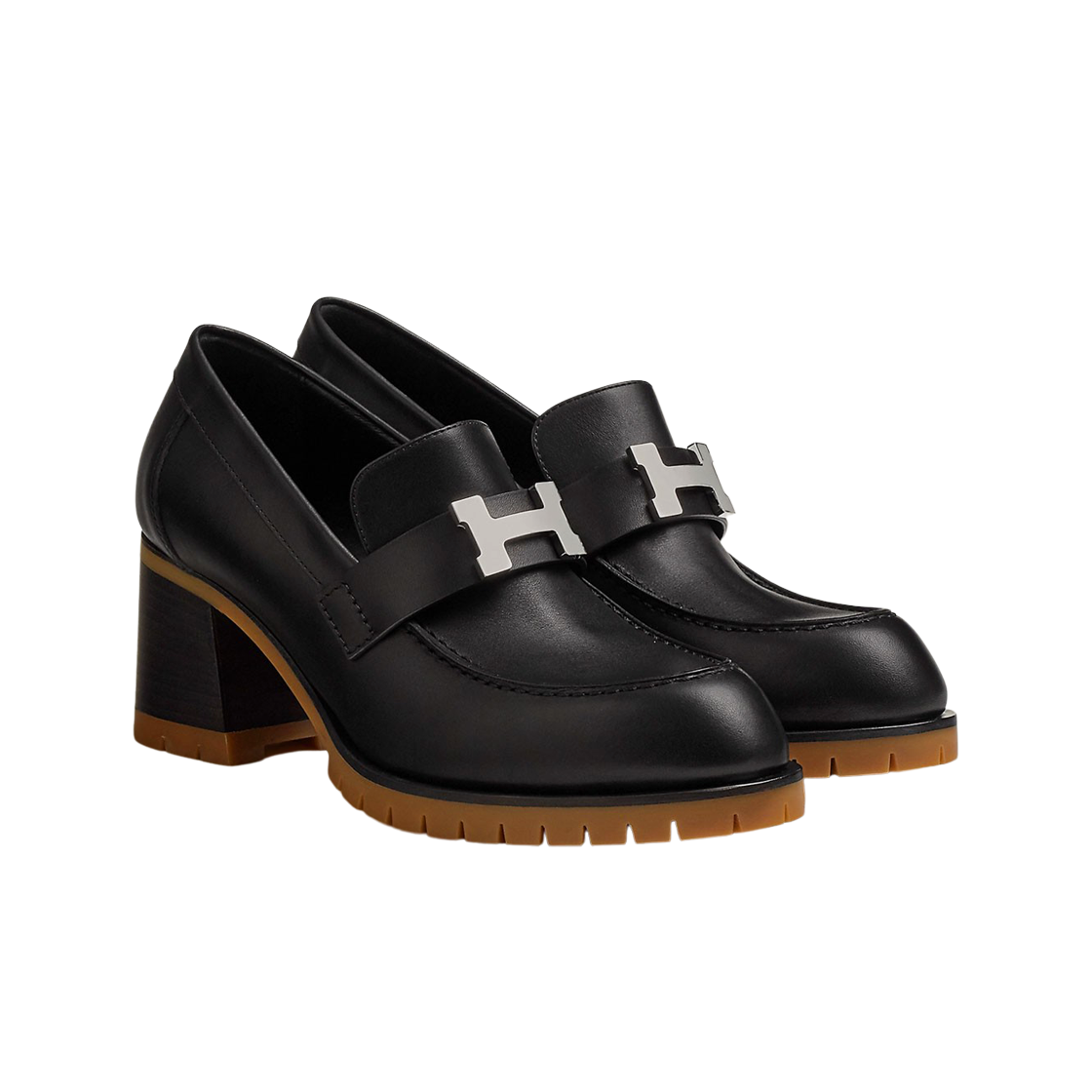 (W) 에르메스 포치 60 펌프스 카프스킨 & 팔라듐 하드웨어 누아((W) Hermes Foch 60 Pumps Calfskin & Palladium Noir) - 2