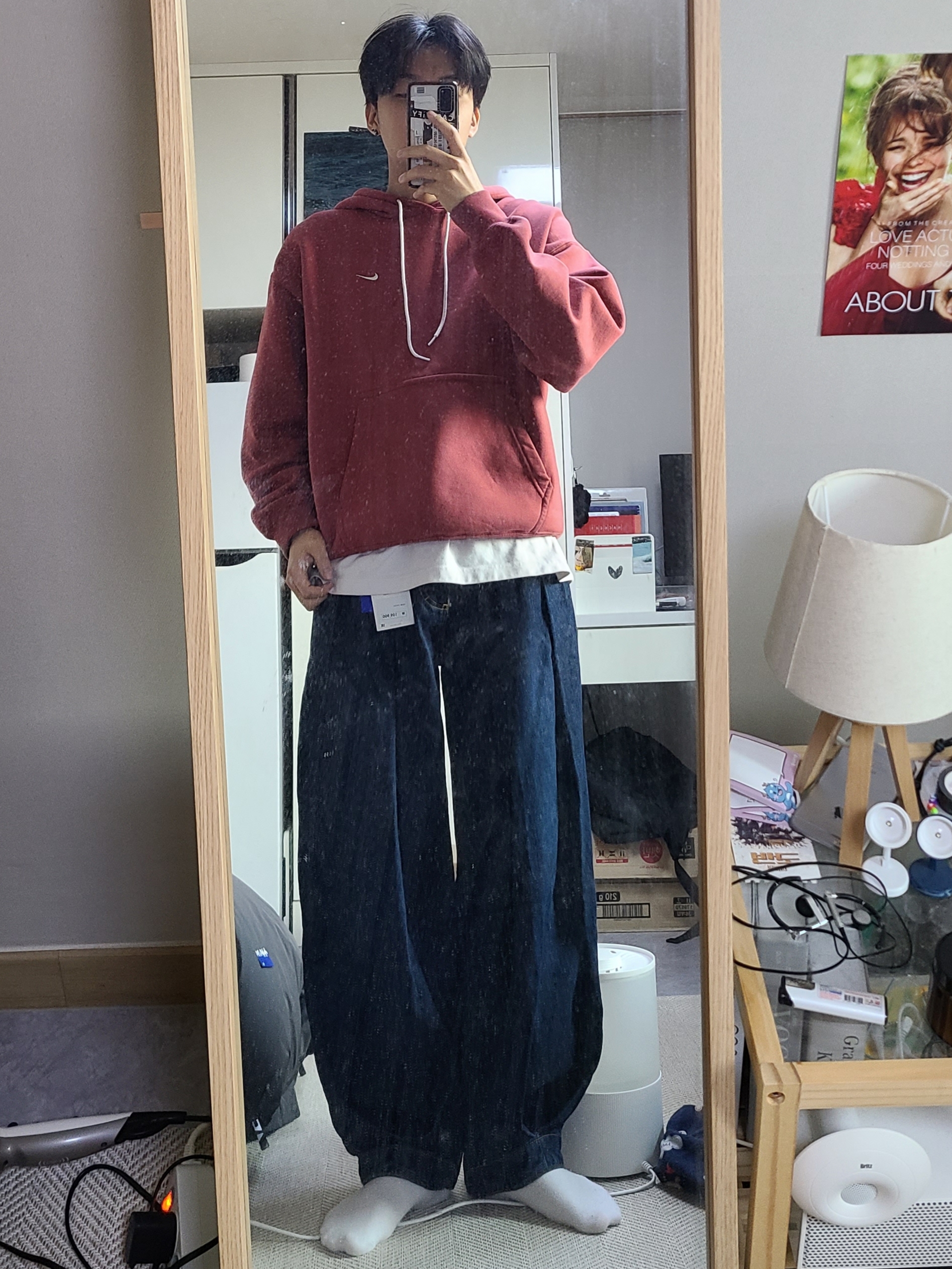 Zara x Ader Error Wide Leg Jeans Blue 착용 스타일 - 1