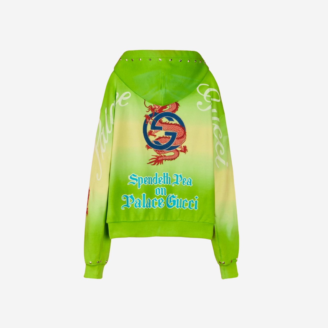 Palace x Gucci Studded and Embroidered Tie-Dye Hooded Sweatshirt Green - 22FW 상세 이미지 2