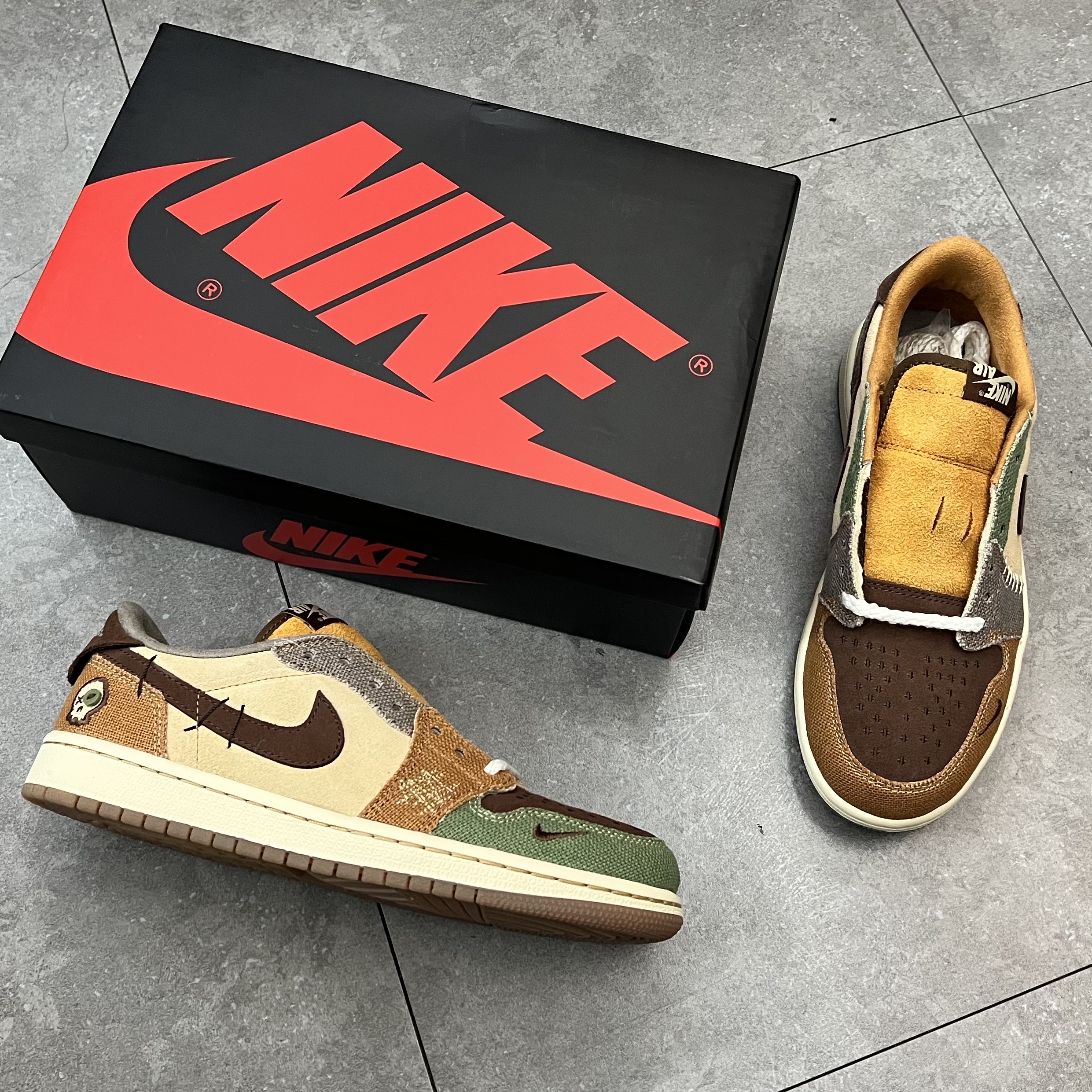 Jordan 1 x Zion Williamson Retro Low OG Flax and Oil Green 착용 스타일