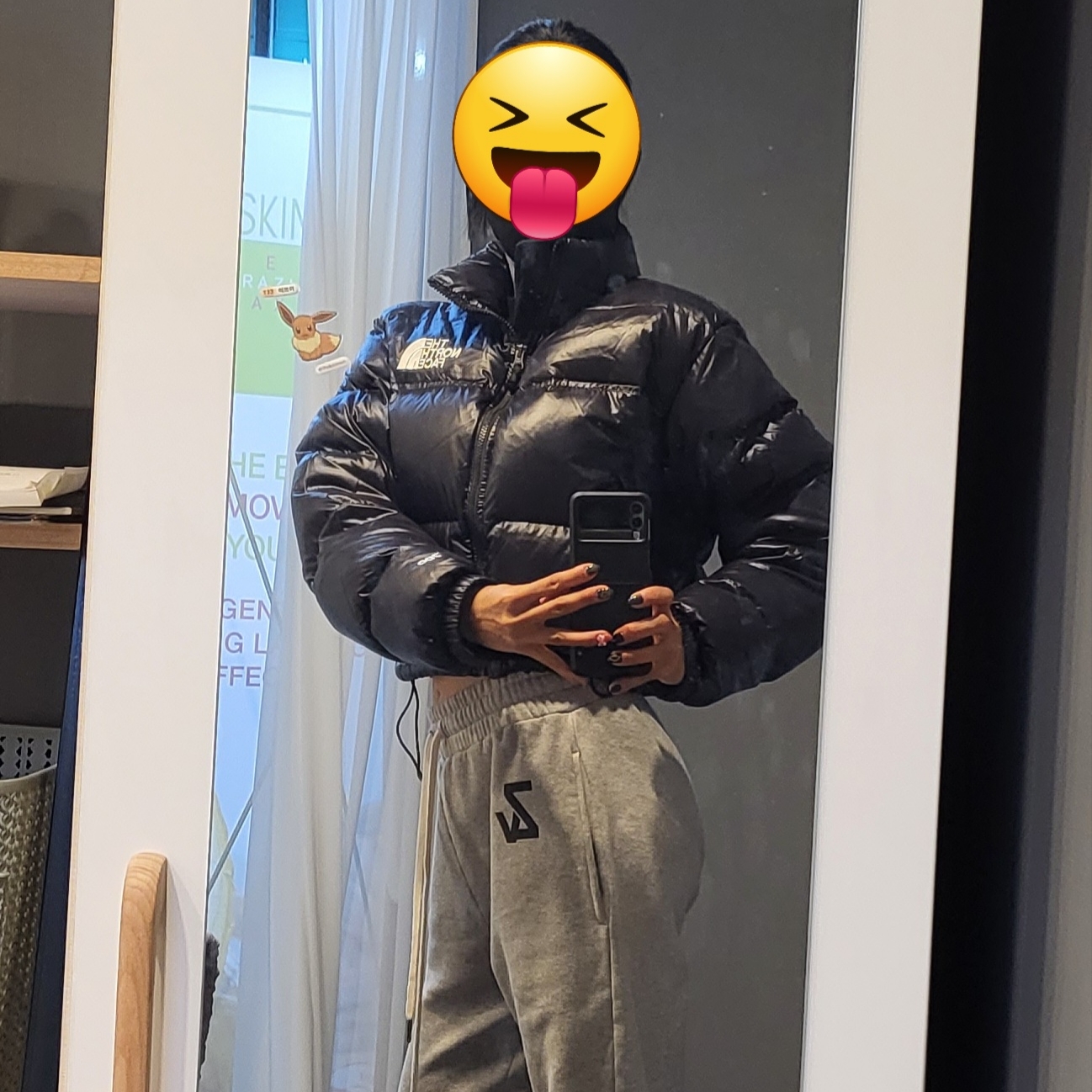 (W) New Balance 993 Made in USA Grey - B Standard, (W) The North Face Nuptse Short Jacket TNF Black 착용 스타일 - 2