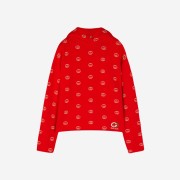 Palace x Gucci Wool Knit Strawberry Hoodie with Studs and Crochet Detail Red - 22FW