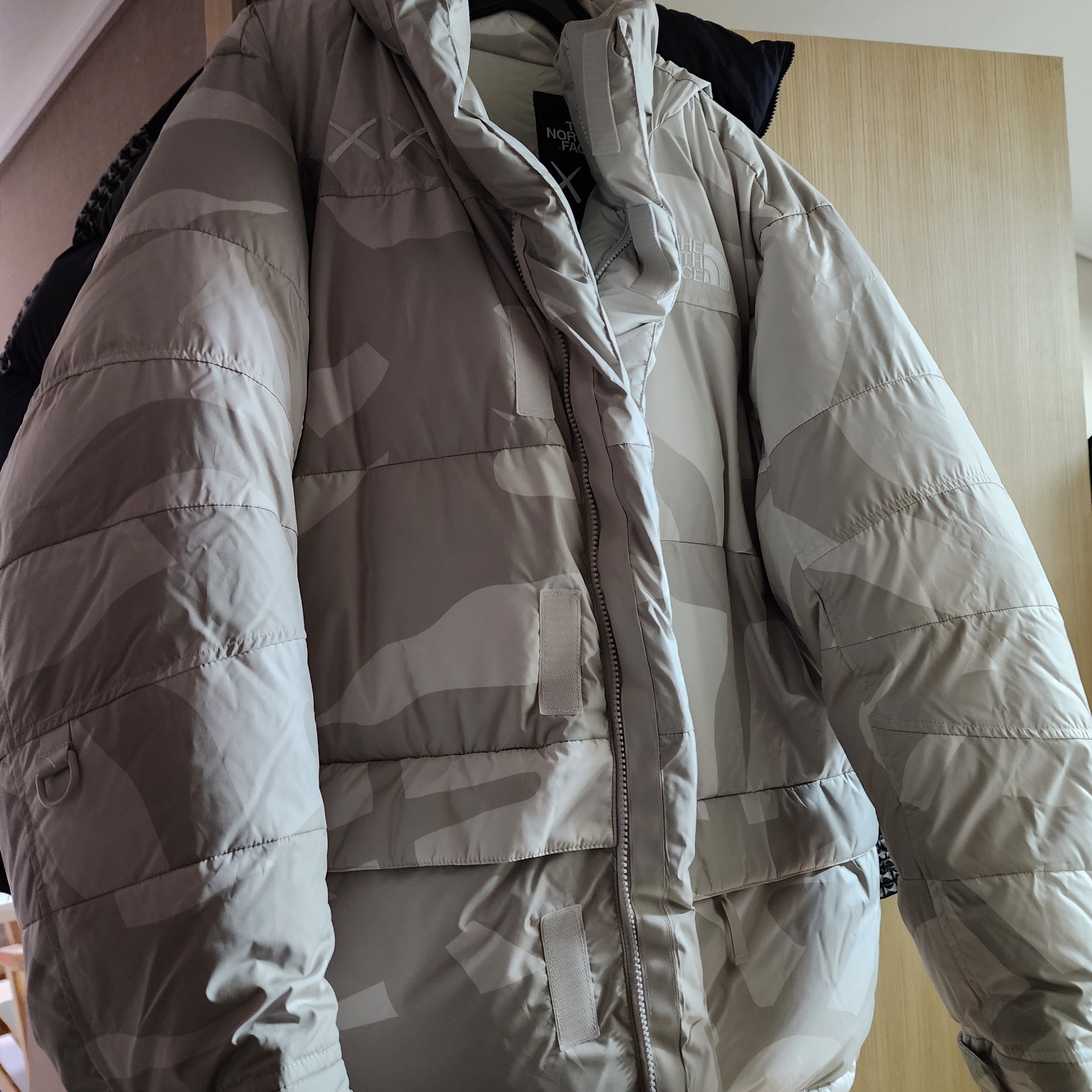 The North Face x Kaws Retro 1994 Himalayan Parka Moonlight Ivory Print - 22FW 착용 스타일