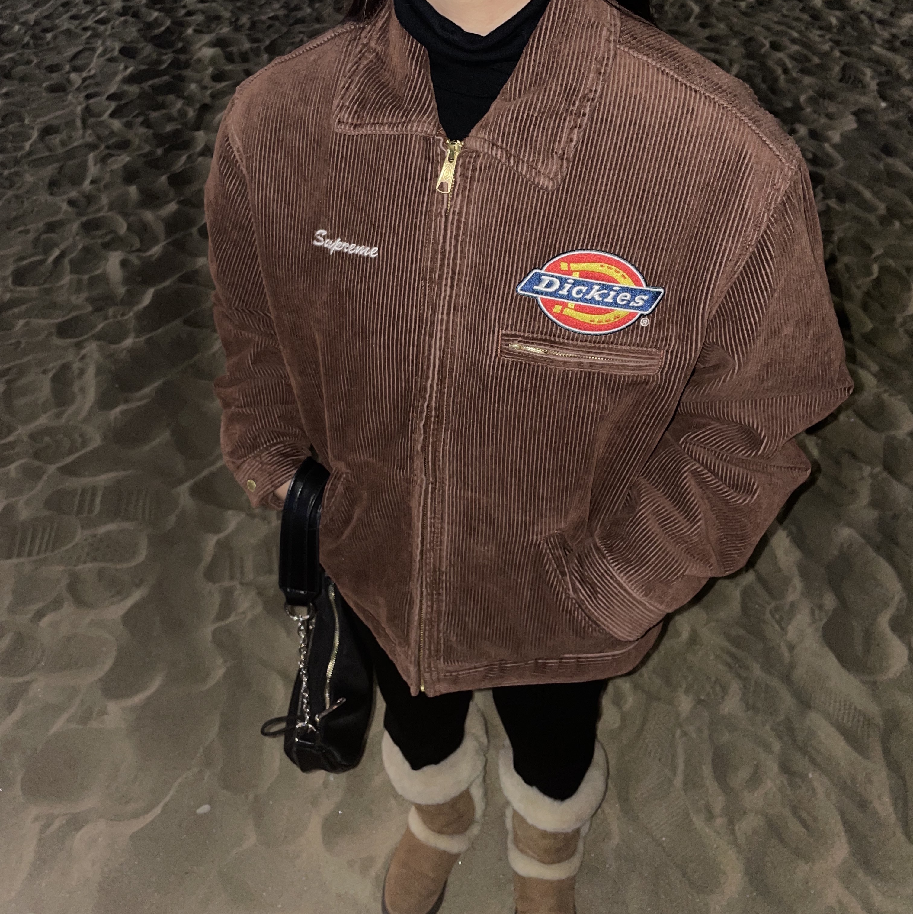 Supreme x Dickies Corduroy Work Jacket Brown - 22FW 착용 스타일