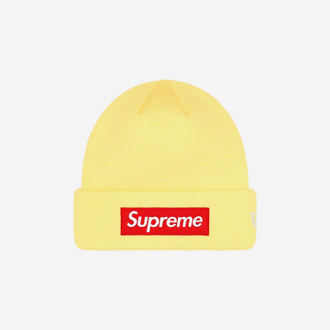 Supreme New Era Box Logo Beanie Pale Yellow - 22FW 상세 이미지 1