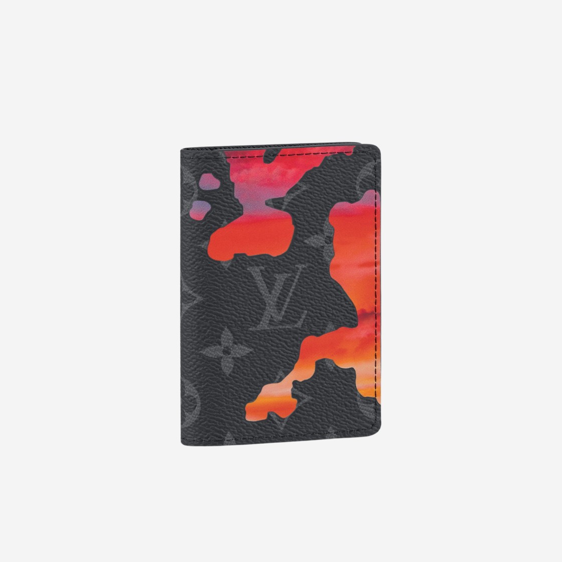 Louis Vuitton Pocket Organizer Monogram Eclipse Virgil LV Wallet Men Sunset  Red