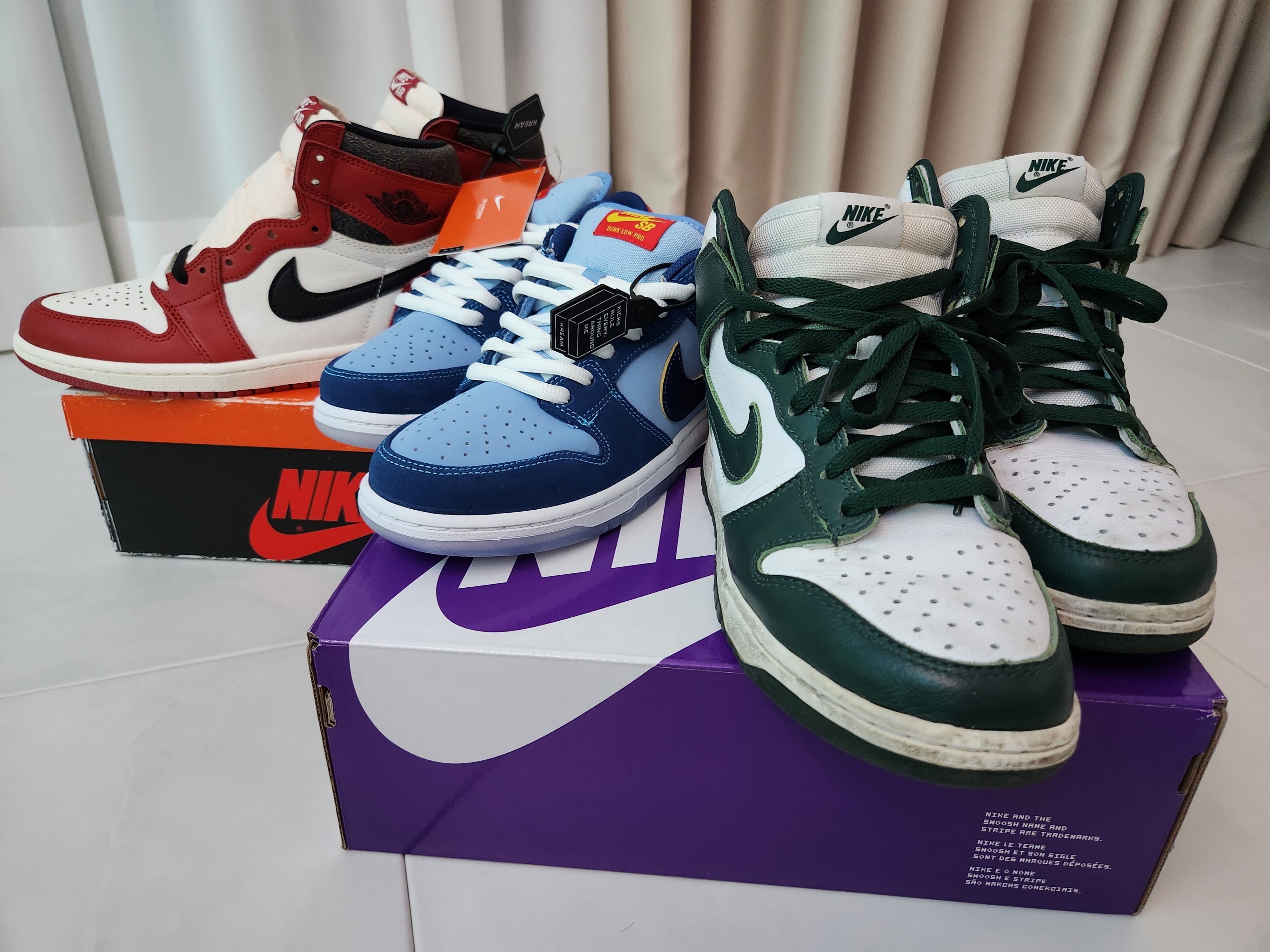 Jordan 1 Retro High OG Chicago 2022, Nike x Why So Sad? SB Dunk Low Pro Coastal Blue 착용 스타일