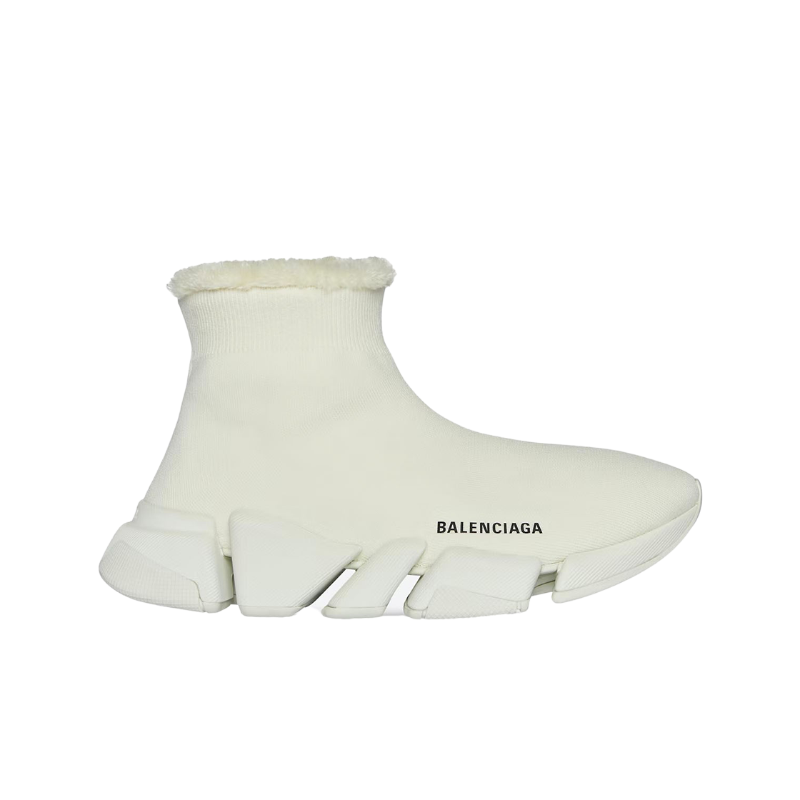 (W) 발렌시아가 스피드 2.0 트레이너 리사이클 니트 페이크 퍼 라이트 베이지((W) Balenciaga Speed 2.0 Trainer Recycled Knit Fake Fur Light Beige) - 1