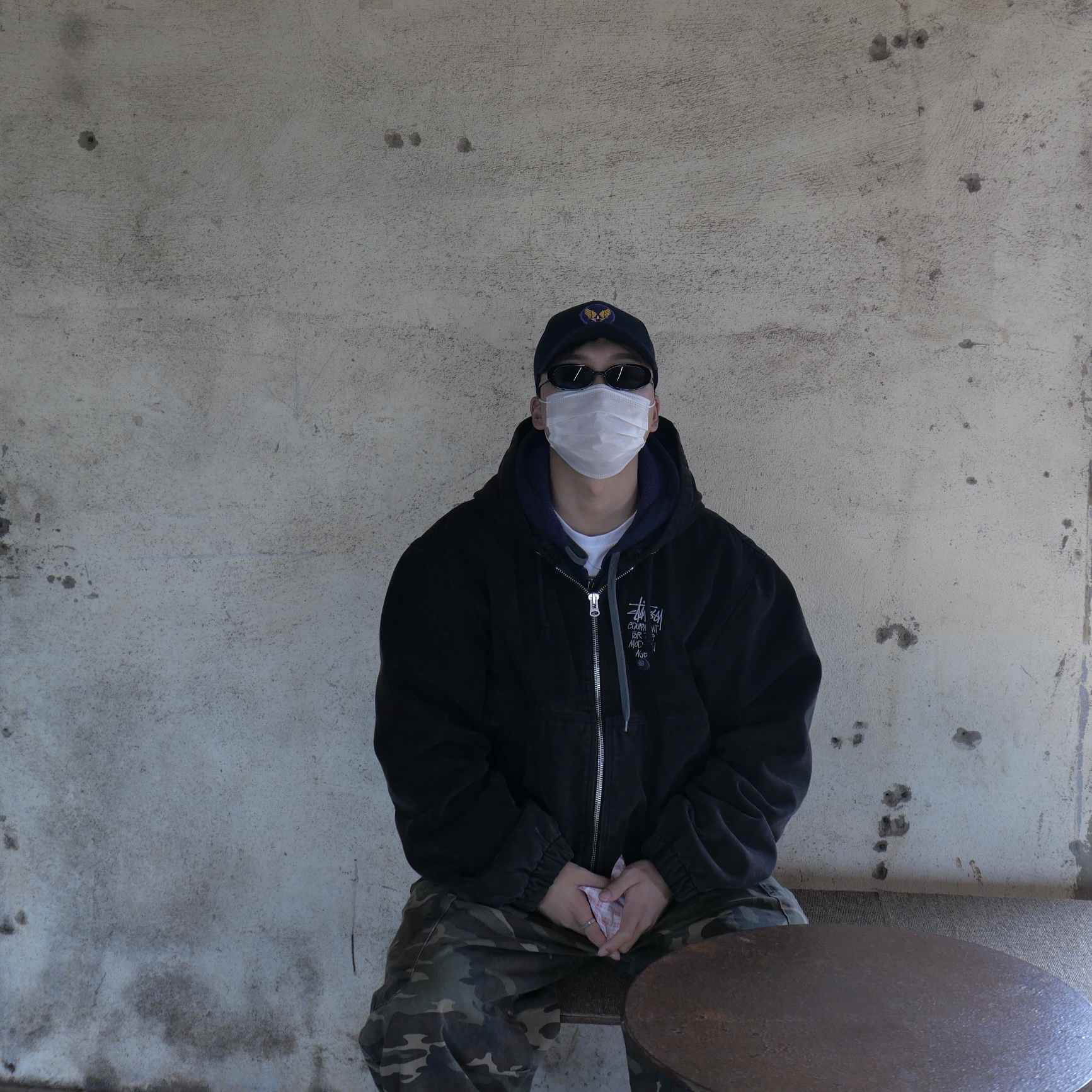 Stussy Canvas Insulated Work Jacket Black, Nike x Stussy Air Force 1 Low Triple Black 착용 스타일 - 2