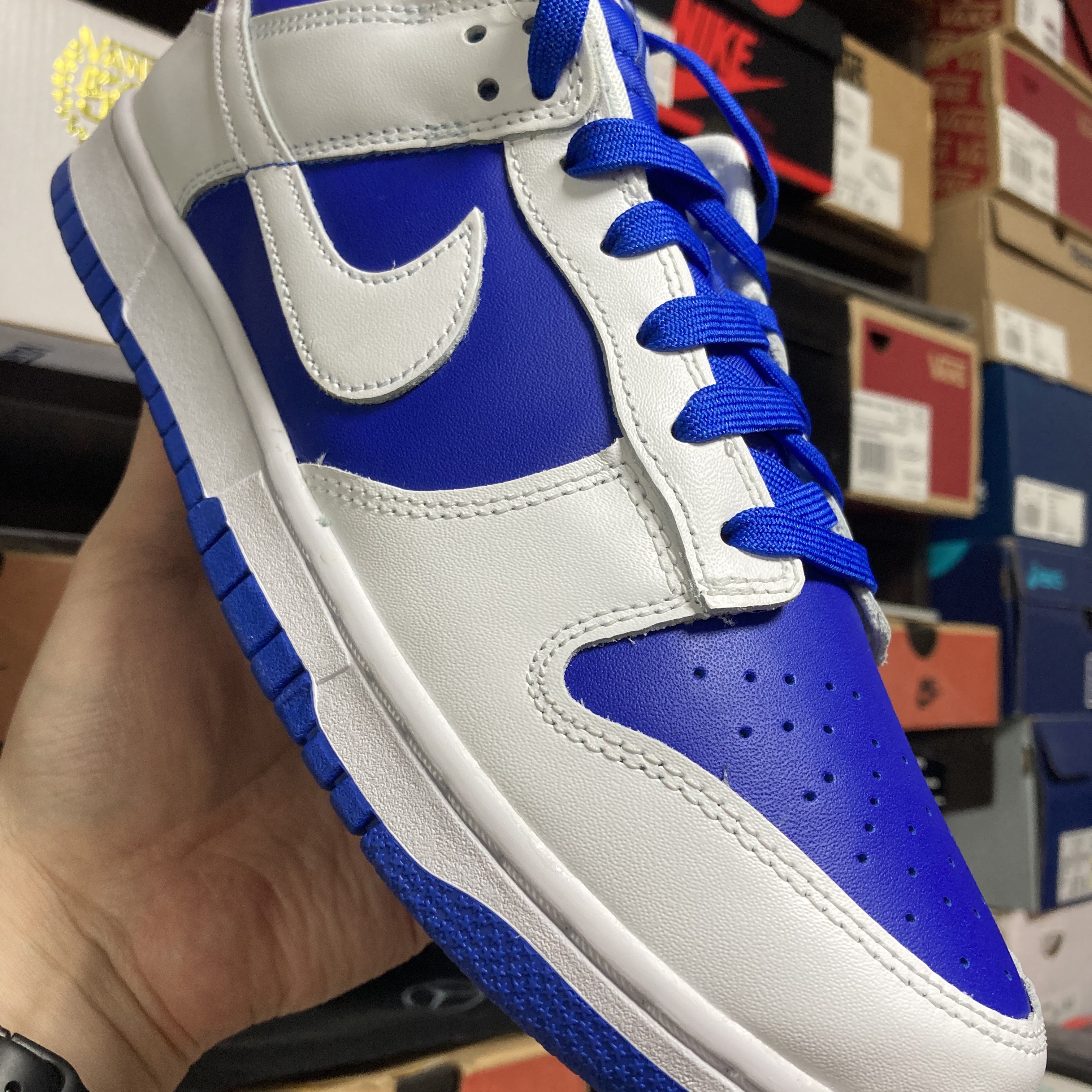 Nike Dunk Low Retro Racer Blue and White 착용 스타일 - 1