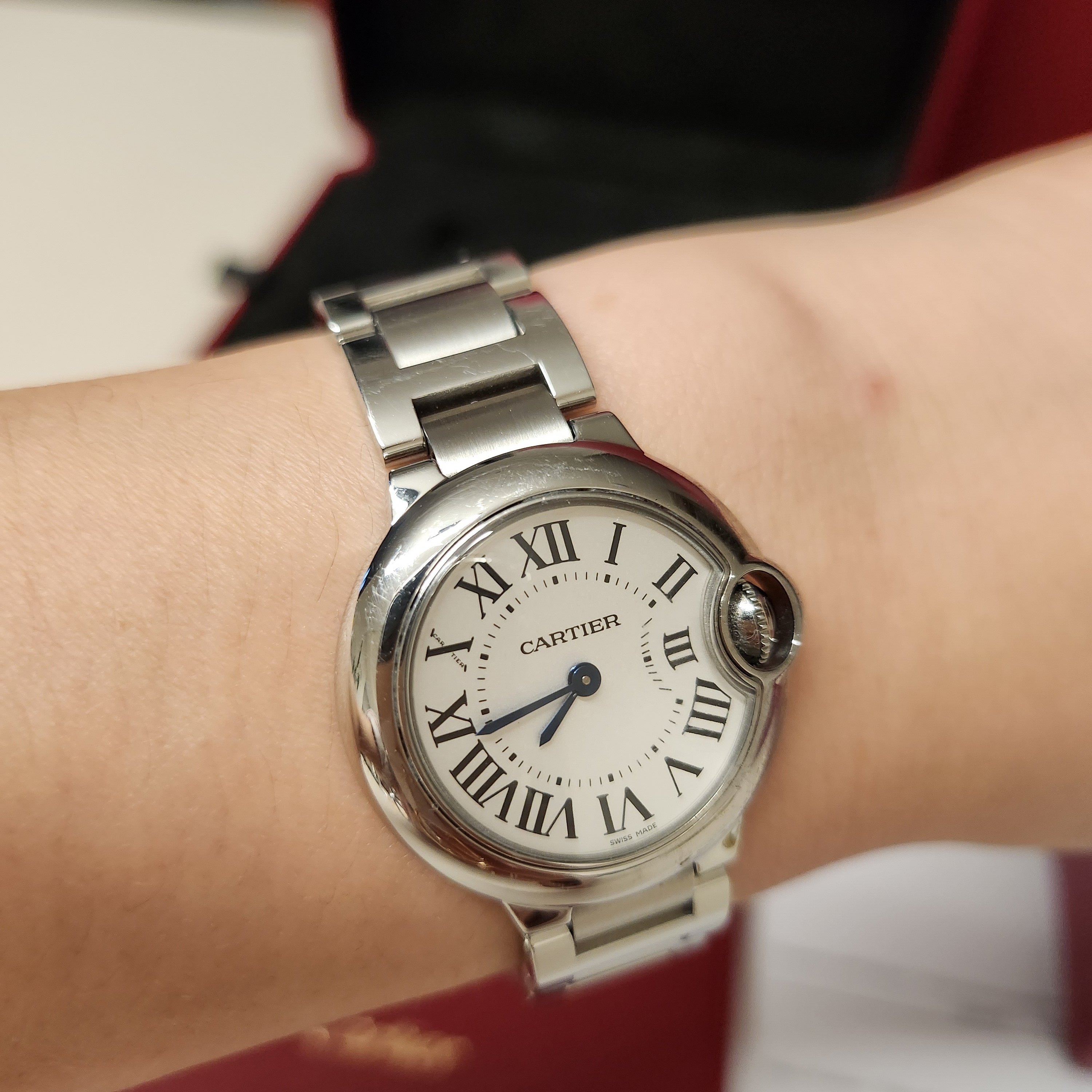 Cartier Ballon Bleu Watch 28 Quartz Steel Bracelet Steel 착용 스타일 - 2