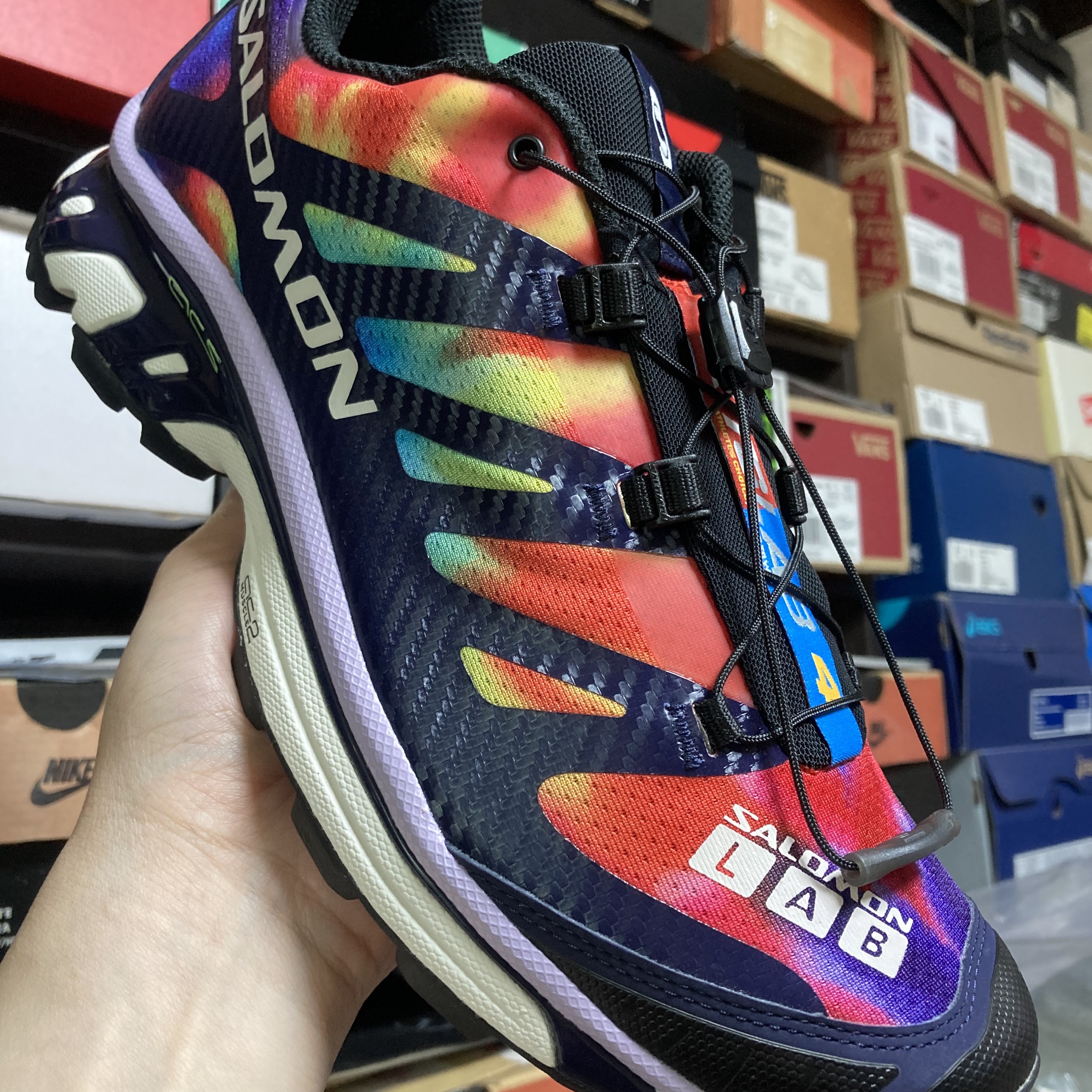 Salomon XT-4 ADV Evening Blue Nimbus Cloud 착용 스타일 - 1