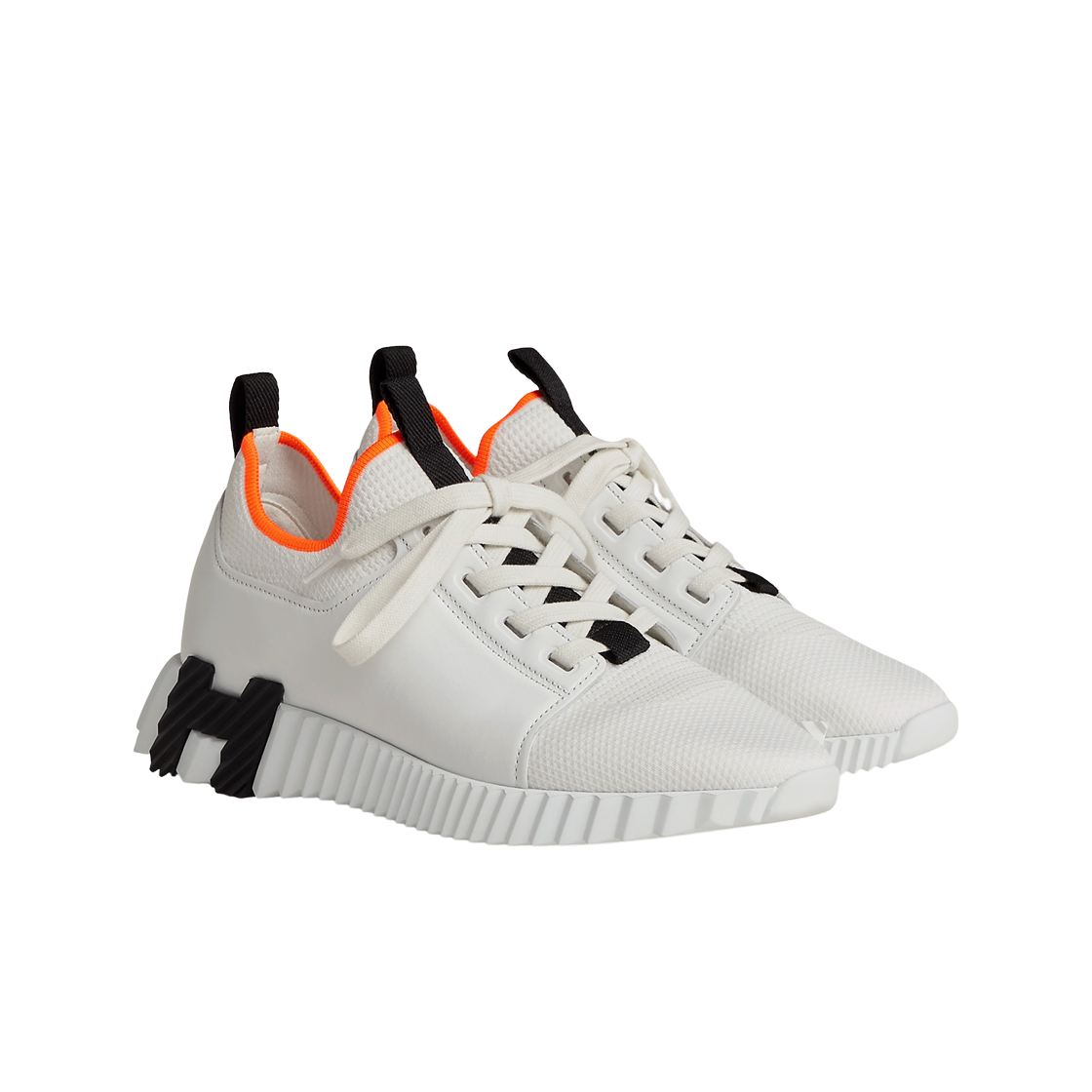 (W) 에르메스 디파트 스니커즈 니트 카프스킨 & 블랑((W) Hermes Depart Sneakers Knit Calfskin & Blanc) - 2