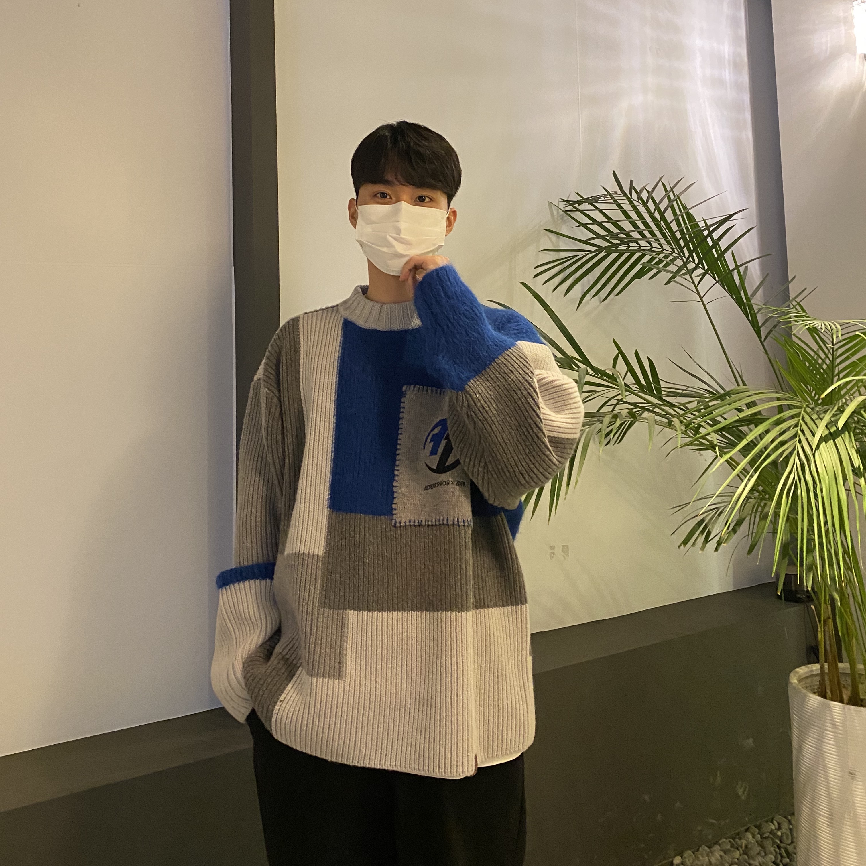 Zara x Ader Error Patchwork Oversize Knit Sweater Multicolor 착용 스타일
