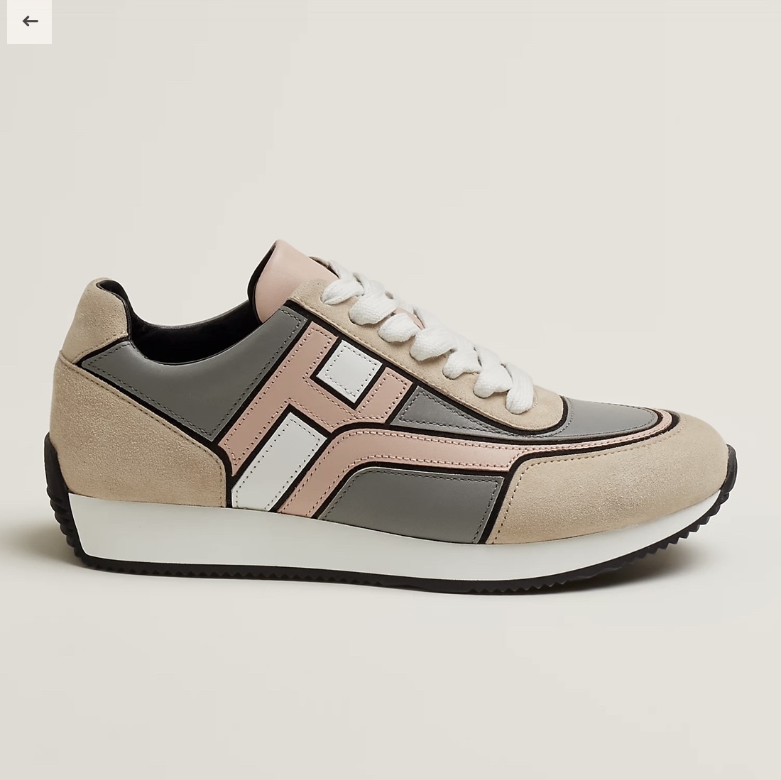 (W) Hermes Chris Sneakers Calfskin Suede Goatskin & Multicolore Blanc 착용 스타일 - 1