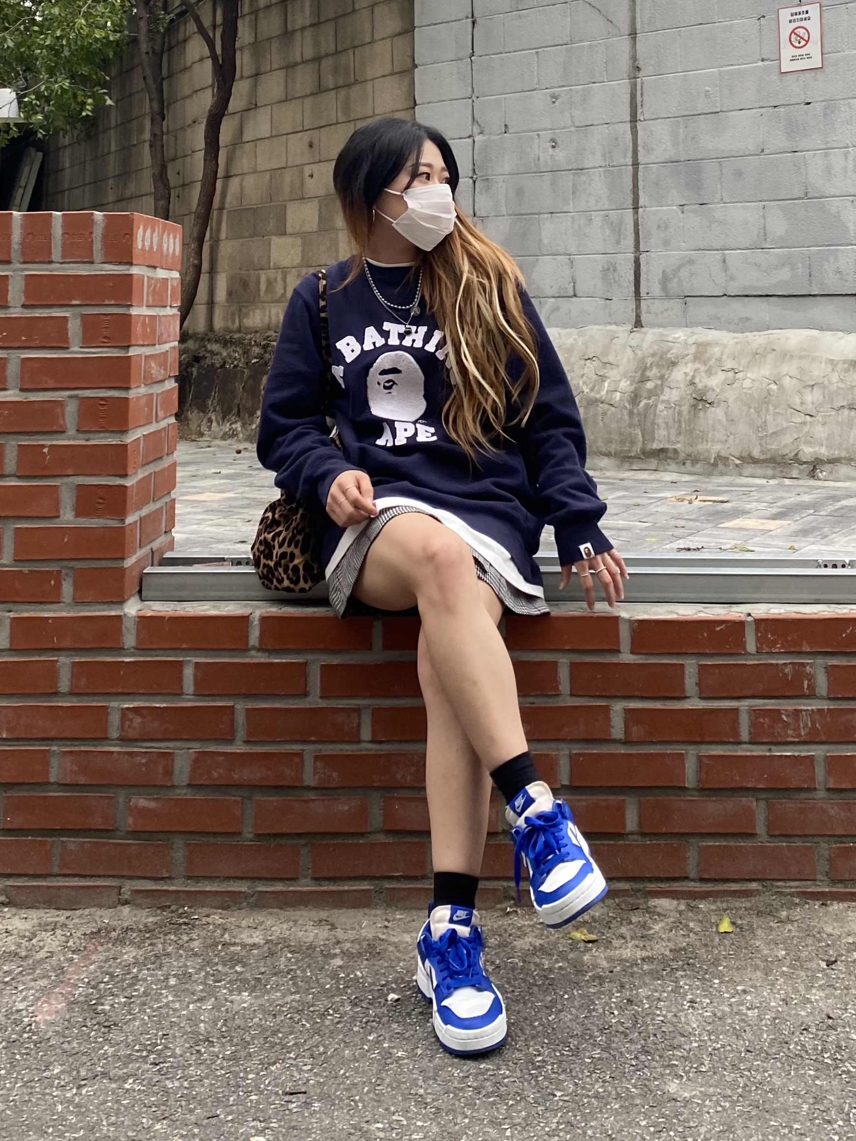 (W) Nike Dunk Low Disrupt Game Royal 착용 스타일 - 1