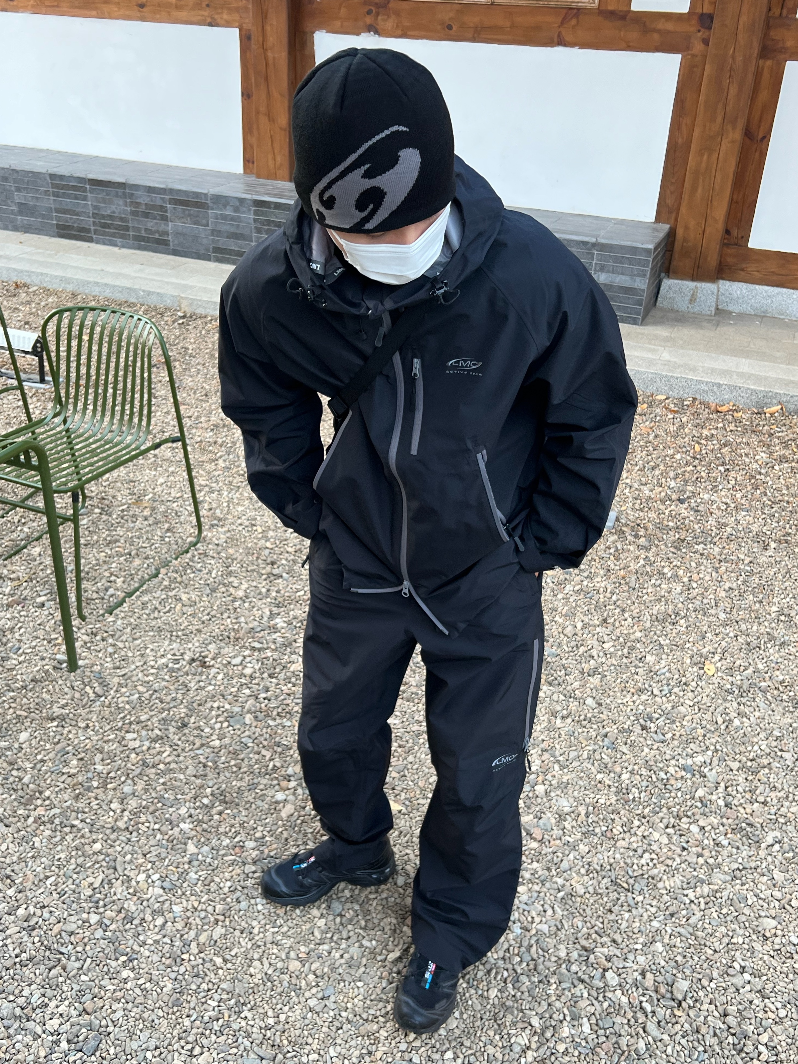 Sansan Gear Logo Beanie Black - 22FW, Salomon XT-6 ADV Black 착용 스타일