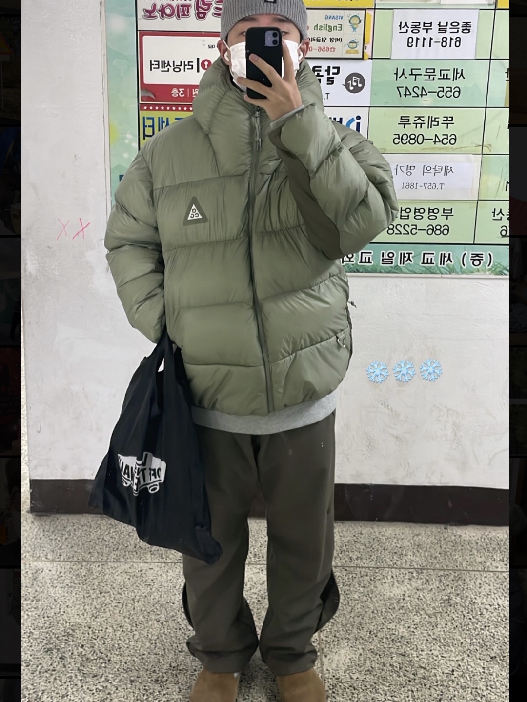 Nike ACG Therma-Fit ADV Lunar Lake Puffer Jacket Light Army - Asia, Sansan Gear Wave Pants Mud Khaki - 22FW 착용 스타일