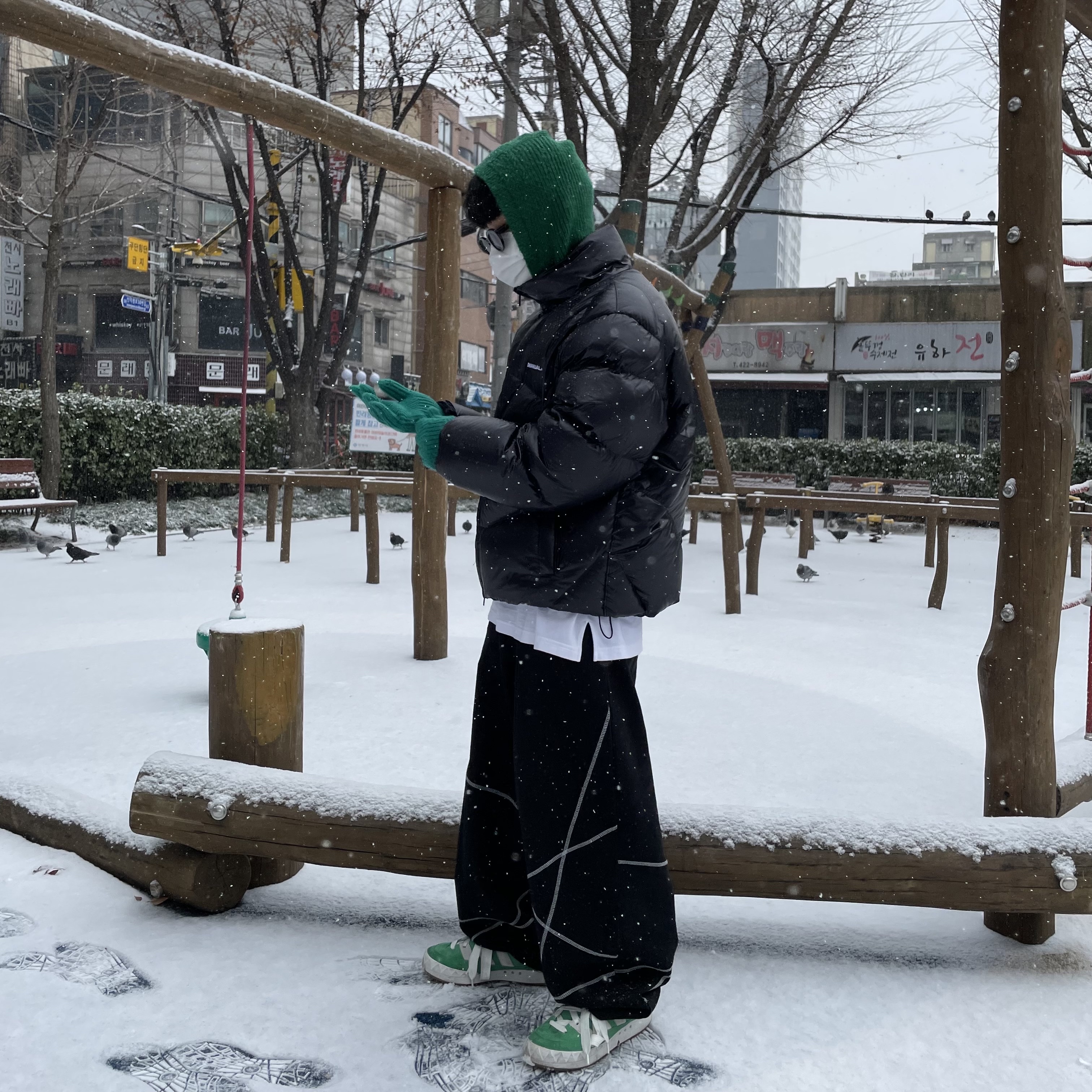 Adidas Adimatic Green 착용 스타일 - 1