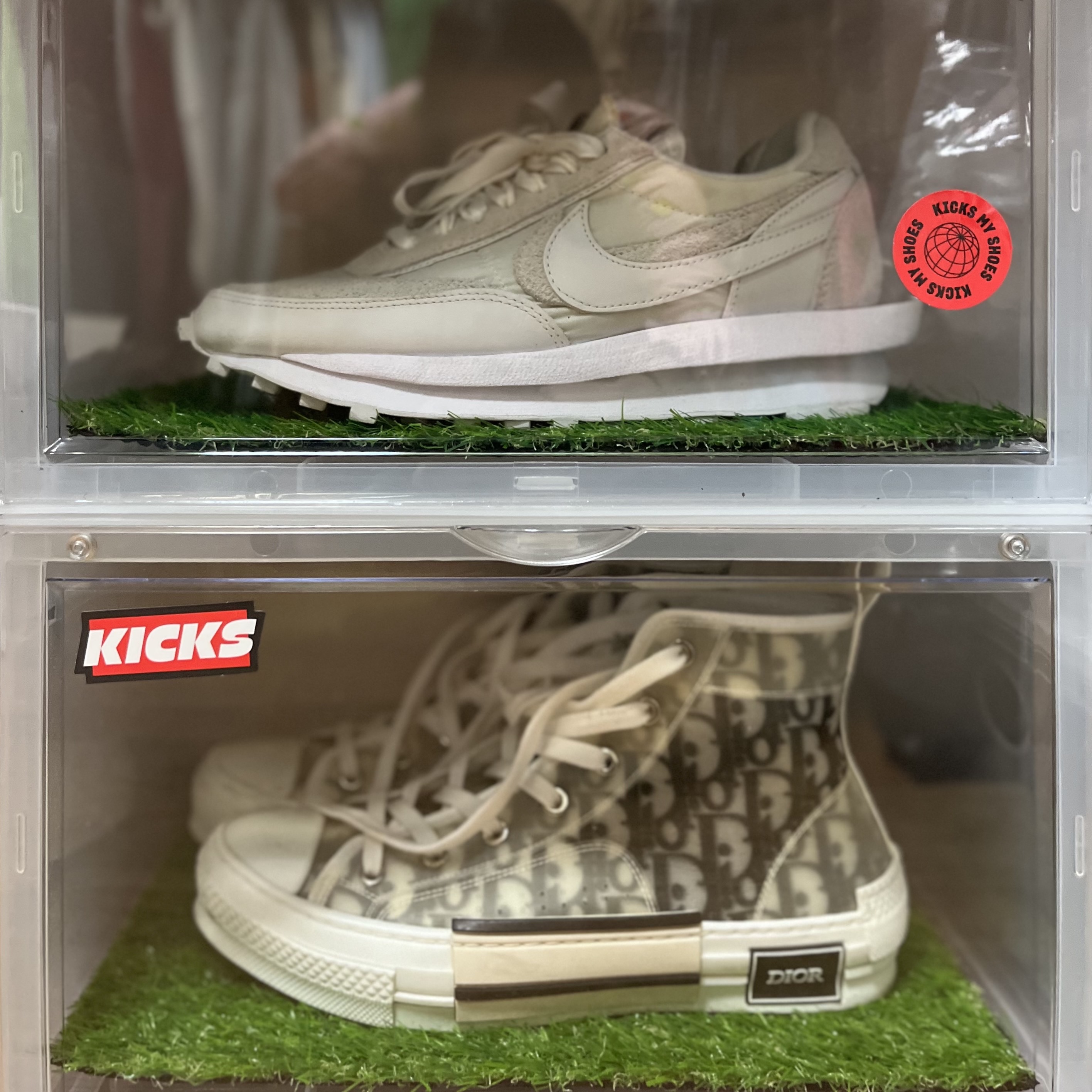Dior B23 High Dior Oblique White & Black, Nike x Sacai LDWaffle White Nylon 착용 스타일 - 2