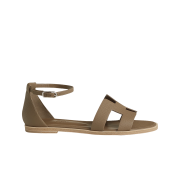 (W) Hermes Santorini Sandal Epsom & Palladium Etoupe