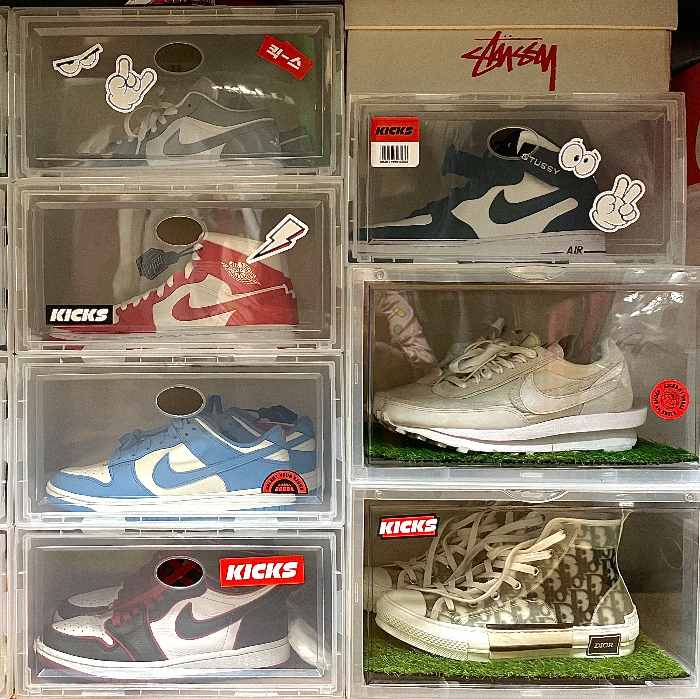 Dior B23 High Dior Oblique White & Black, Nike x Sacai LDWaffle White Nylon 착용 스타일 - 1