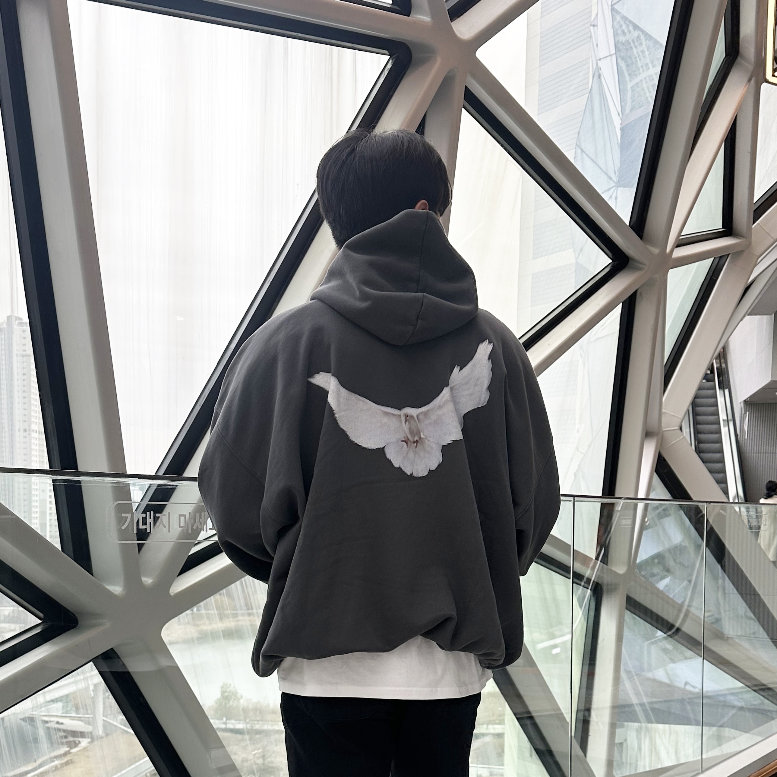 Yeezy Gap Engineered By Balenciaga Dove Hoodie Black 착용 스타일