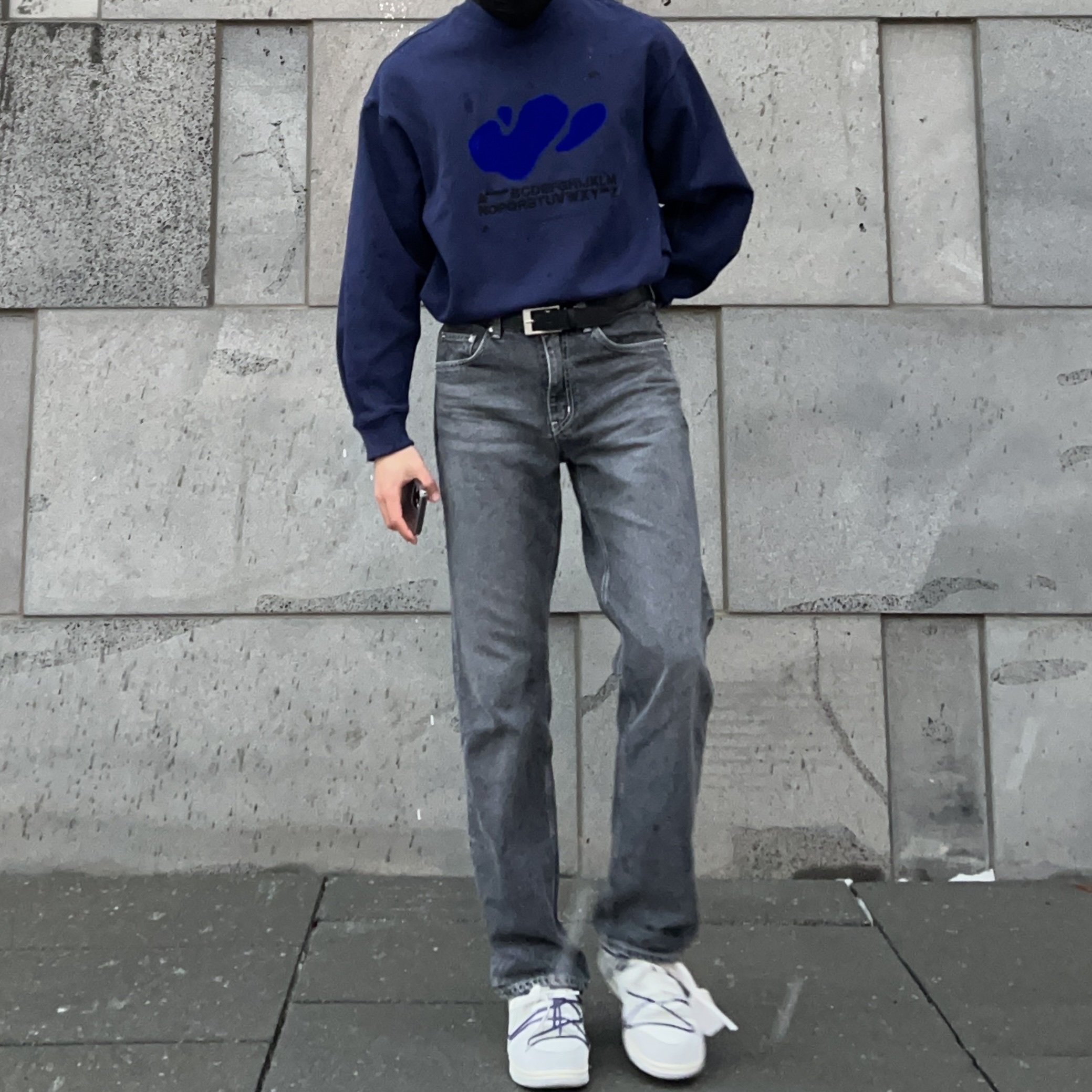 Zara x Ader Error Oversize Polo Shirt Navy, Nike x Off-White Dunk Low The 50 - Lot 18 착용 스타일 - 1