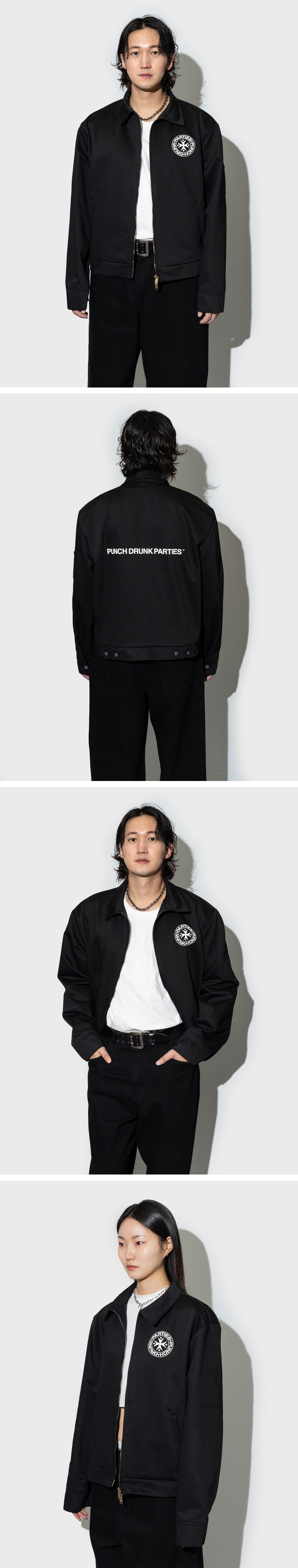 펀치 드렁크 파티즈 로고 워크 자켓 블랙 Punch Drunk Parties KREAM
