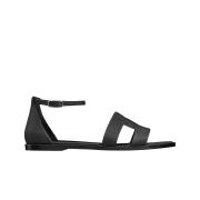 (W) Hermes Santorini Sandal Epsom & Palladium Noir