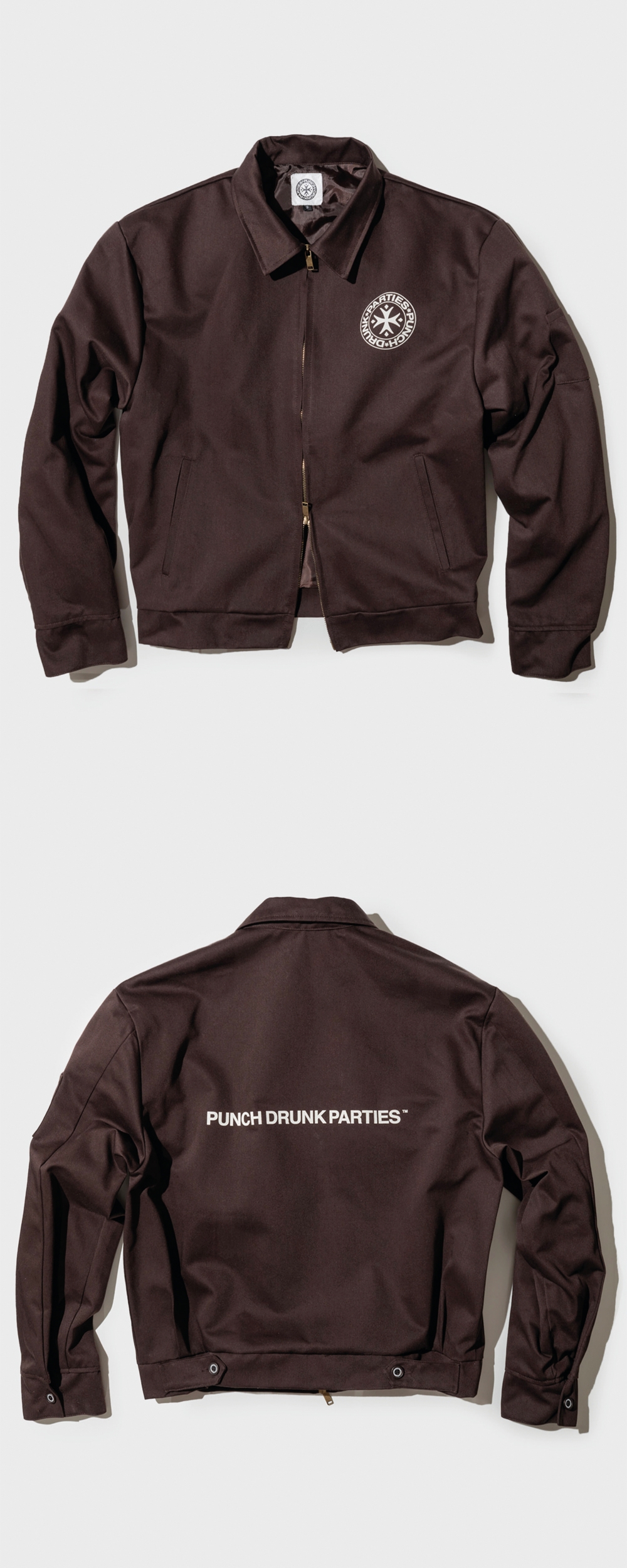 펀치 드렁크 파티즈 로고 워크 자켓 브라운 Punch Drunk Parties KREAM