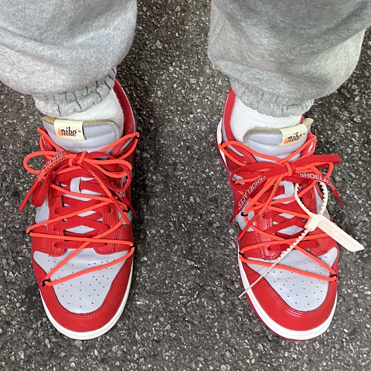 Nike x Off-White Dunk Low University Red 착용 스타일