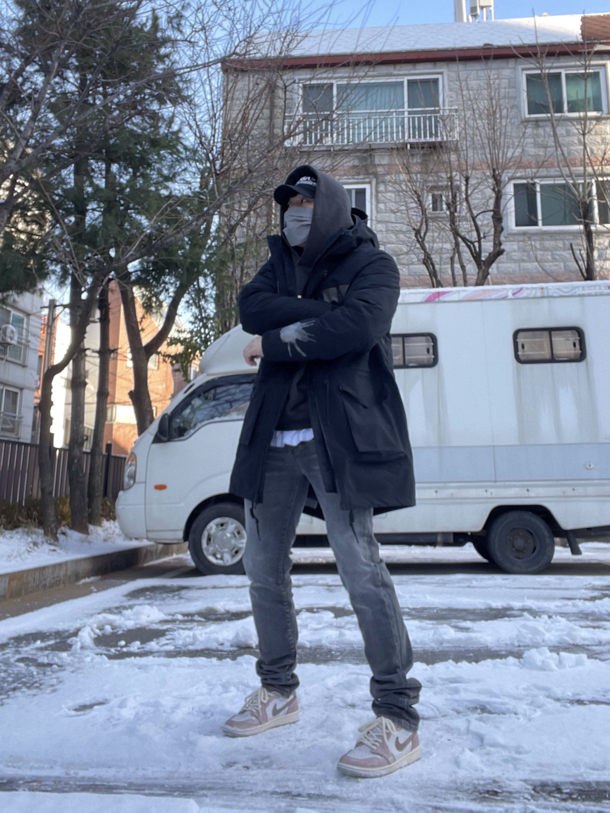 Essentials 1977 Hoodie Iron - 22SS, Nike x Undercover Fishtail Parka Black - US/EU 착용 스타일 - 2