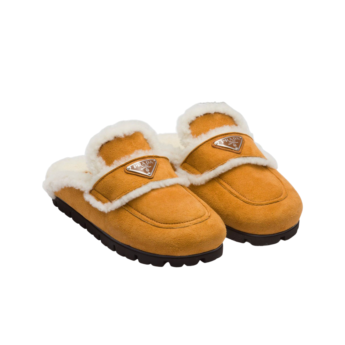 (W) 프라다 셔링 슬리퍼 코냑((W) Prada Shearling Slippers Cognac) - 2