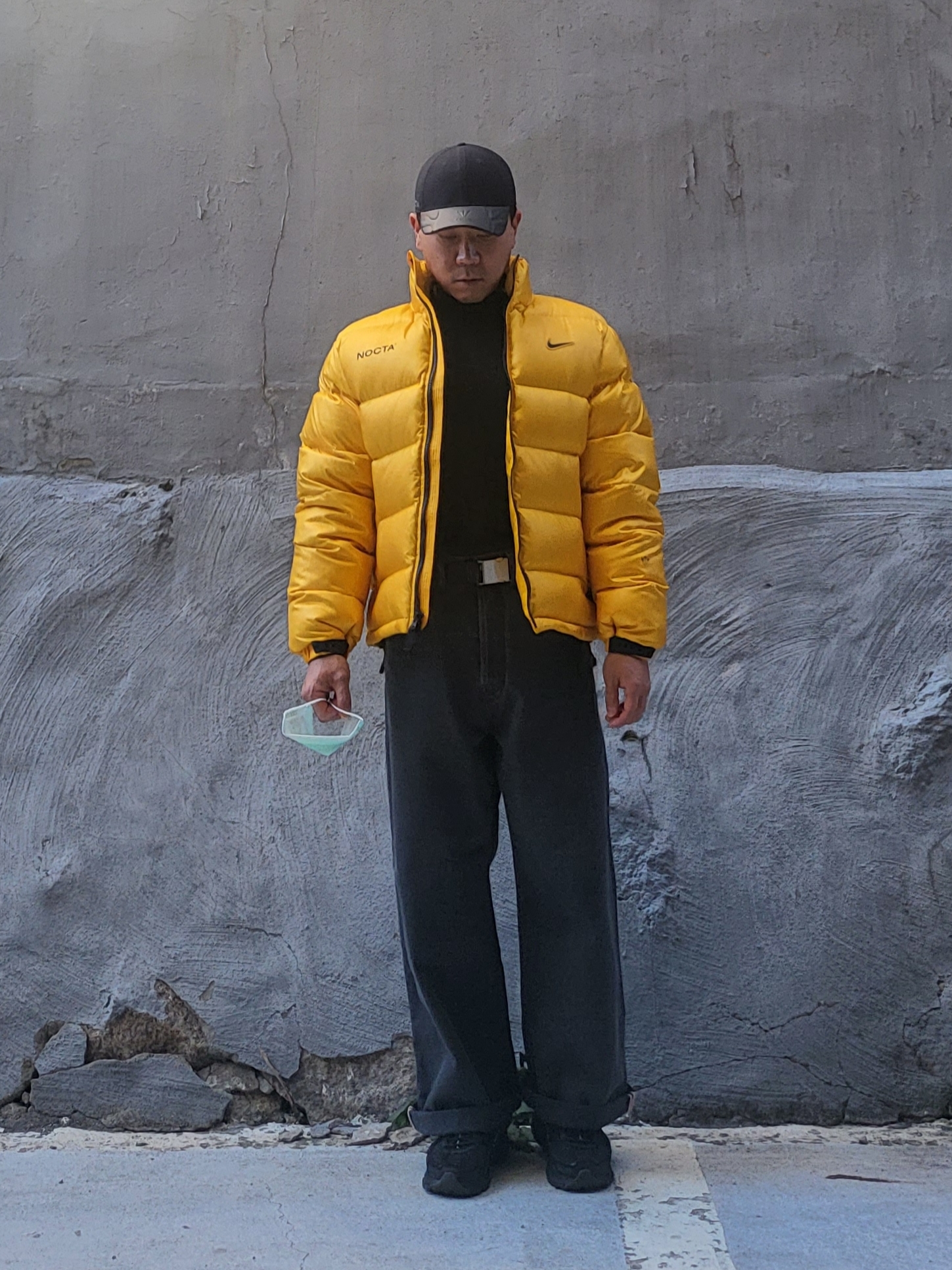 Nike x Drake Nocta NRG Legacy 91 Cap Black, Nike x Drake Nocta Puffer Jacket University Gold - Asia 착용 스타일 - 2