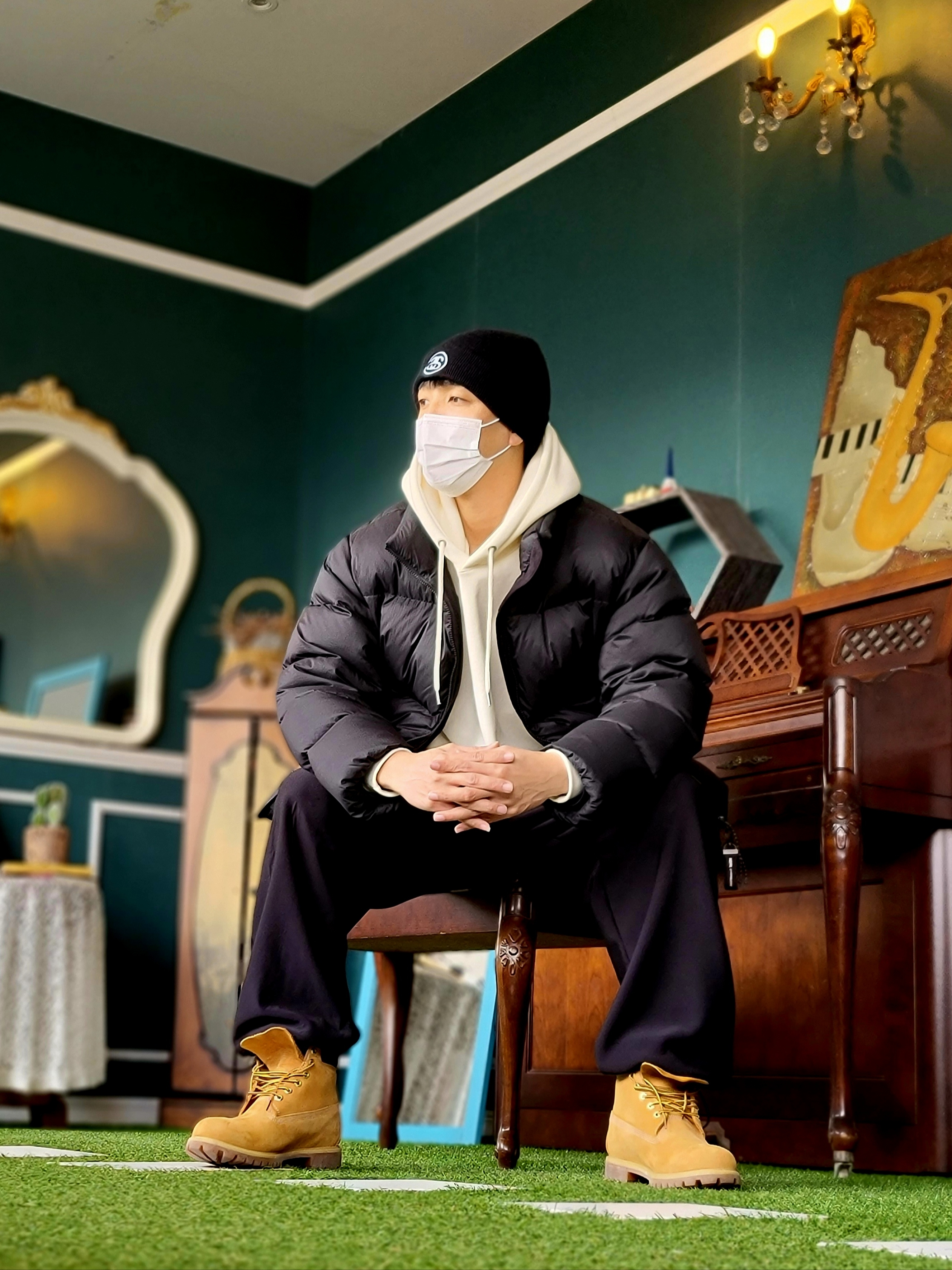 Timberland Premium 6 inch Waterproof Boot Wheat Nubuck - Wide, Stussy SS Link Cuff Beanie Black 착용 스타일