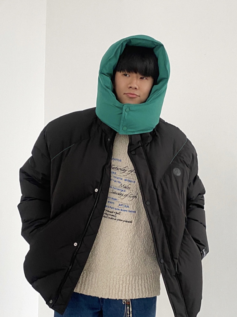 Zara x Ader Error Oversize Puffer Jacket Black 착용 스타일 - 2