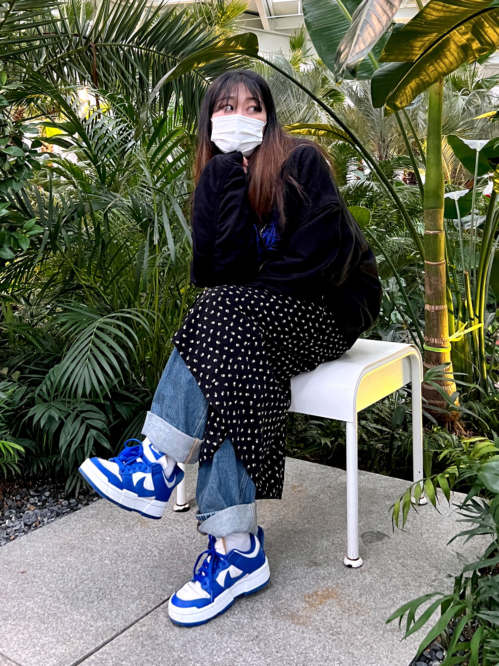 (W) Nike Dunk Low Disrupt Game Royal 착용 스타일 - 1